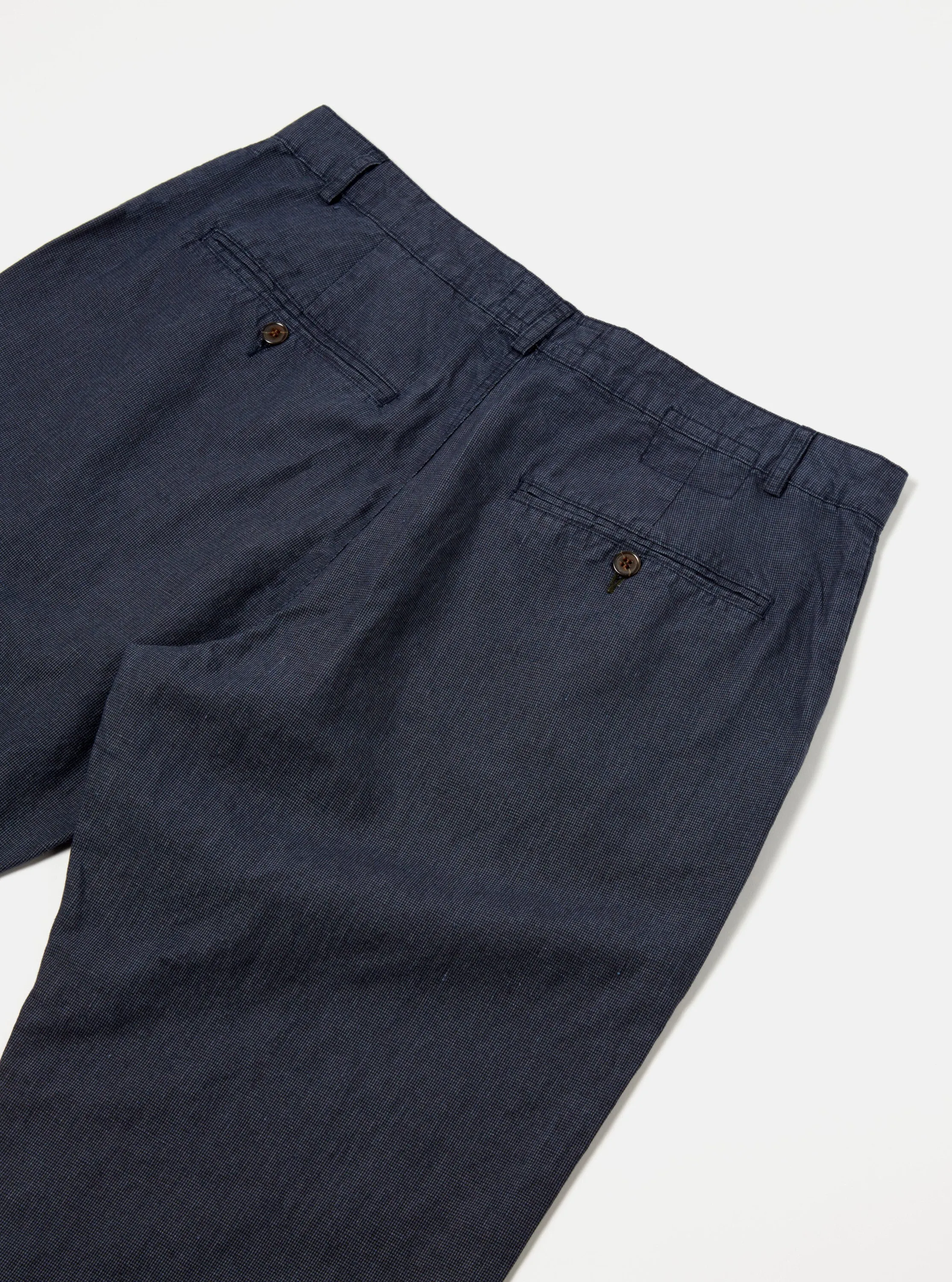 Universal Works Military Chino in Navy Linen Mix Puppytooth sold by Universal Works product image thumbnail 5