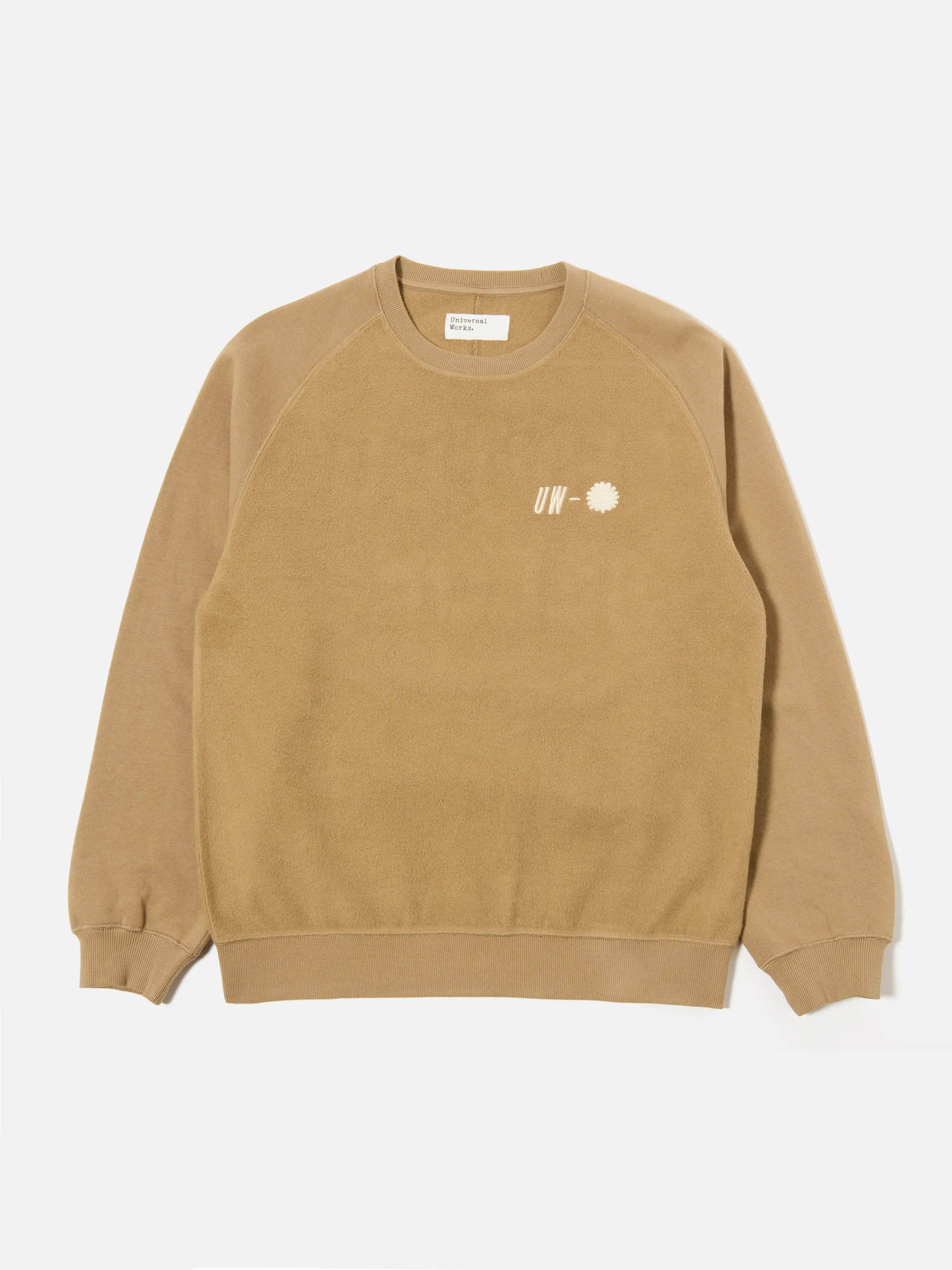 Universal Works Crew Sweat in Sand 'Hotel Deluxe' Embroidered Brush Back sold by Universal Works product image thumbnail 3