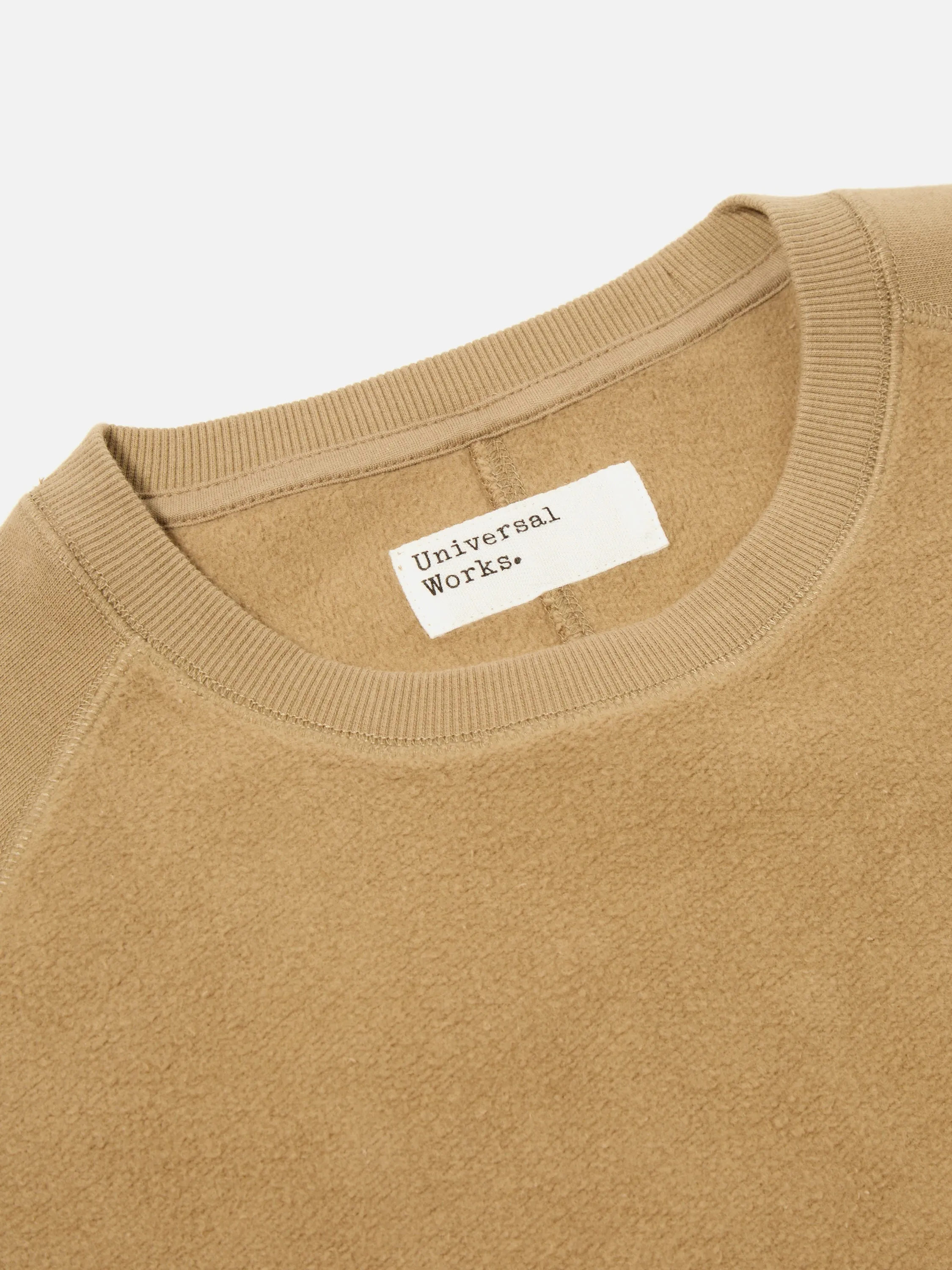 Universal Works Crew Sweat in Sand 'Hotel Deluxe' Embroidered Brush Back sold by Universal Works product image thumbnail 5