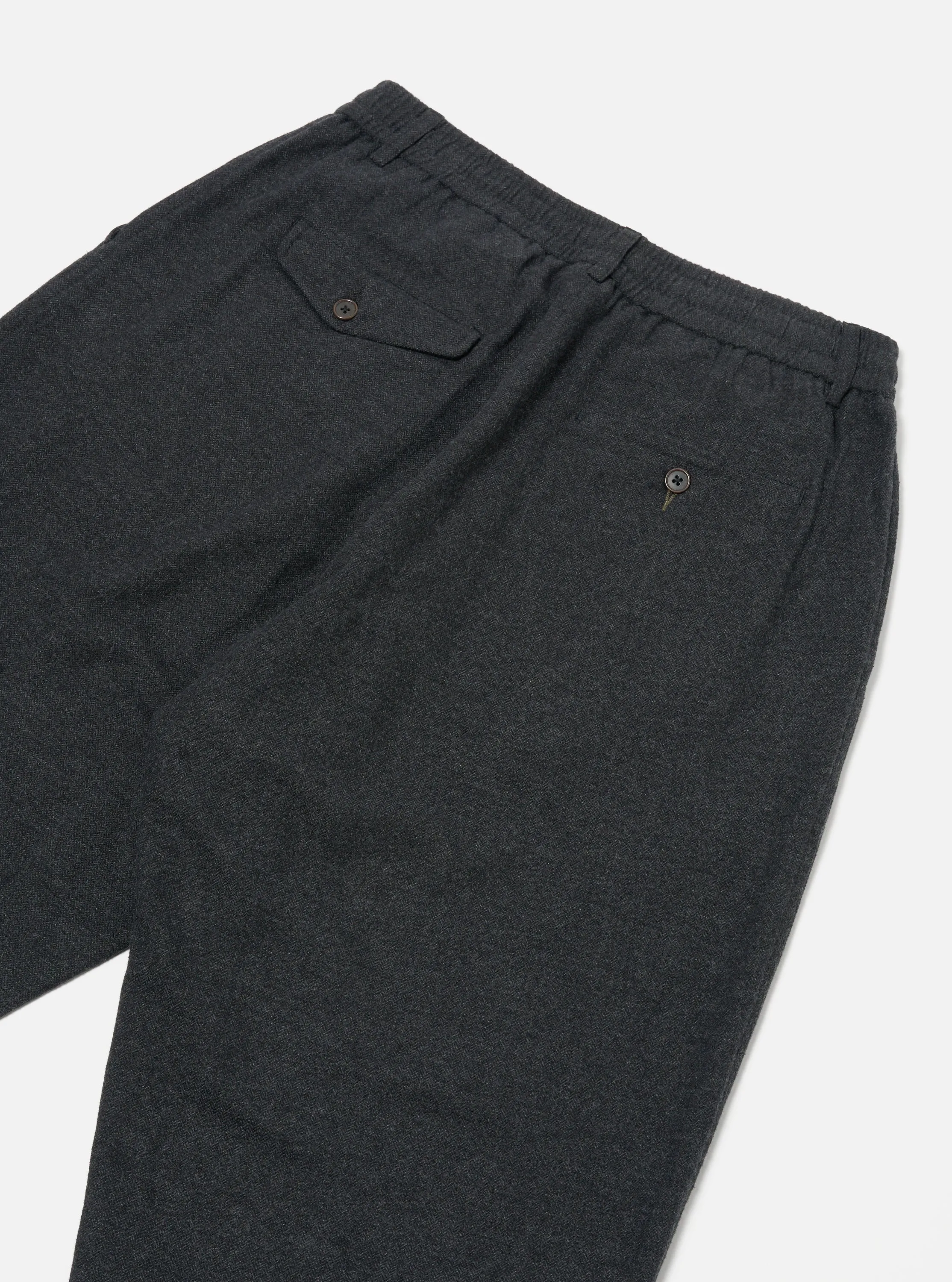 Universal Works Pleated Track Pant in Charcoal Veta Upcycled Cotton sold by Universal Works product image thumbnail 4