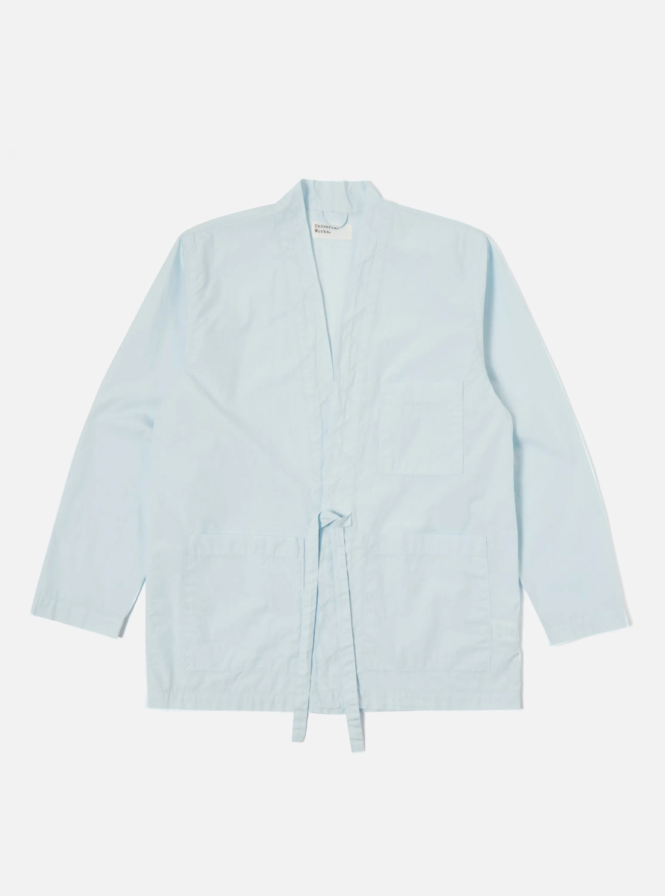 Universal Works Tie Front Jacket in Sky Organic Fine Poplin sold by Universal Works product image thumbnail 2