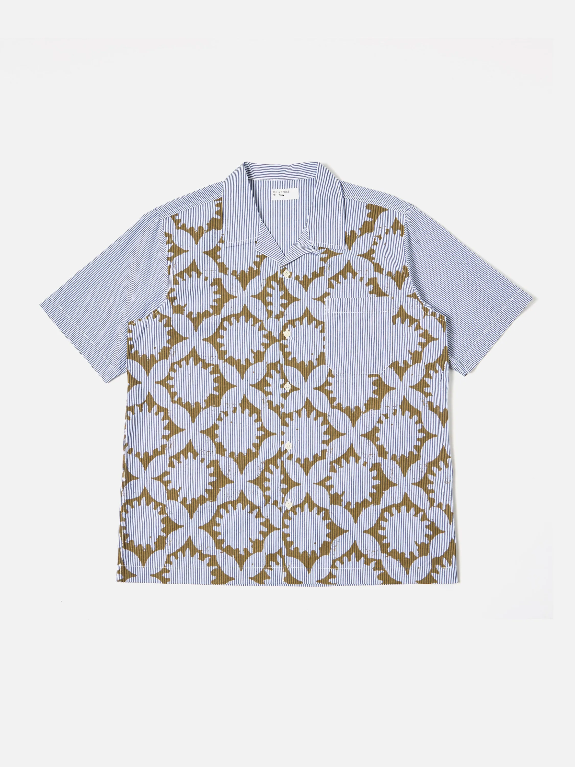 Universal Works Road Shirt in Gold/Blue Sun Print Stripe sold by Universal Works product image thumbnail 2