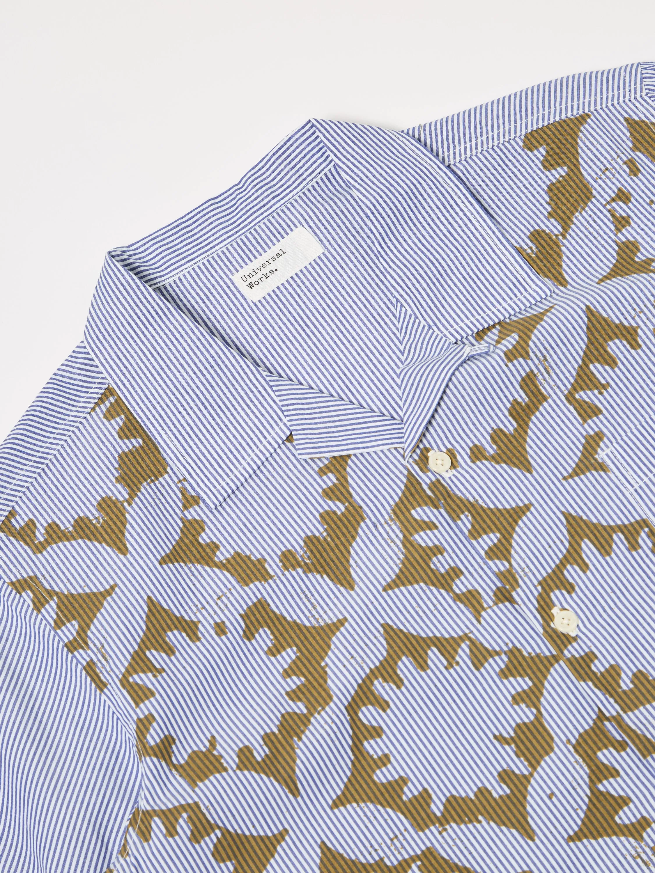 Universal Works Road Shirt in Gold/Blue Sun Print Stripe sold by Universal Works product image thumbnail 4