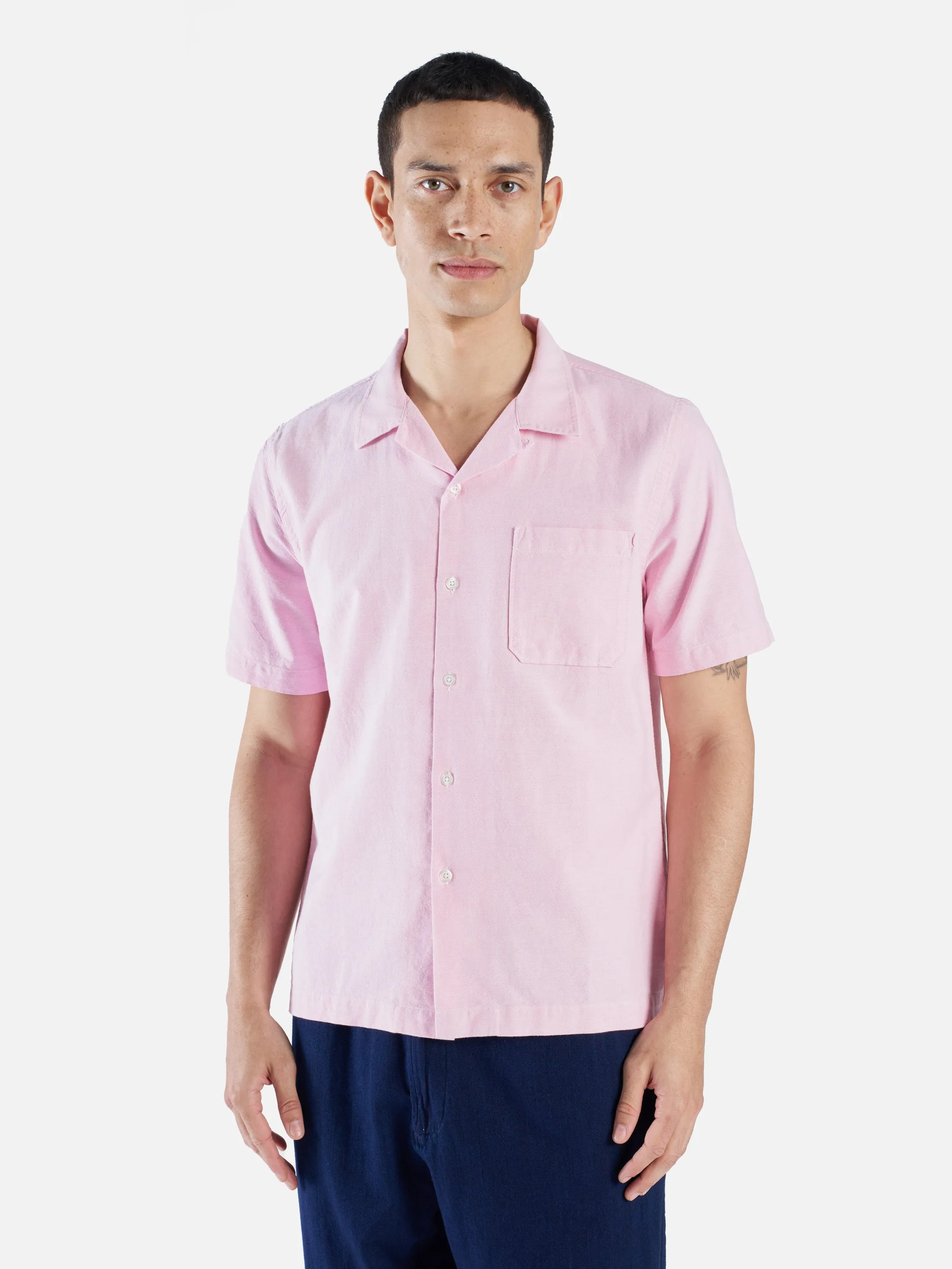 Universal Works Road Shirt in Pink Oxford Cotton sold by Universal Works