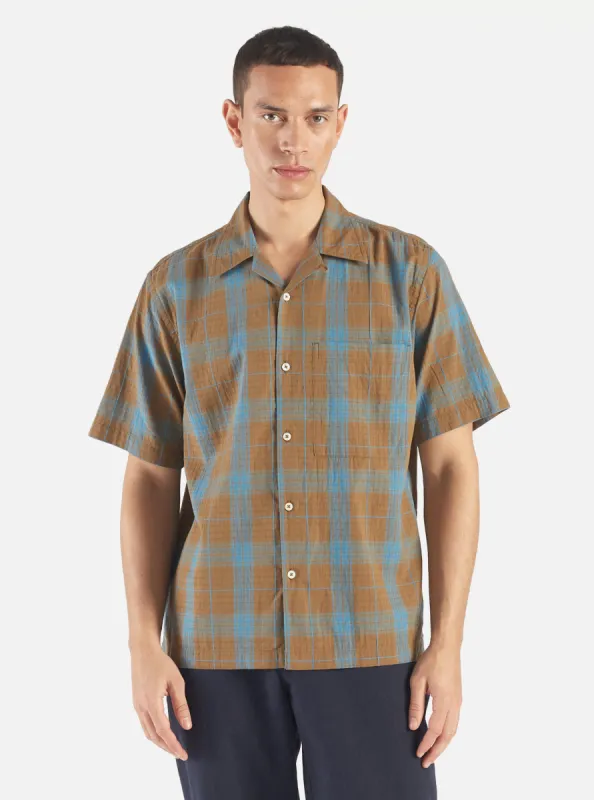 Universal Works Camp Shirt in Sea/Sand Taki Check sold by Universal Works
