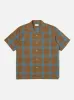 Universal Works Camp Shirt in Sea/Sand Taki Check sold by Universal Works