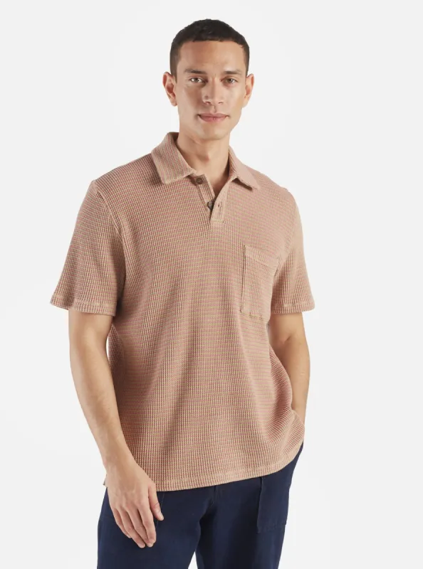 Universal Works Newlyn Polo in Summer Oak Fluro Stripe sold by Universal Works