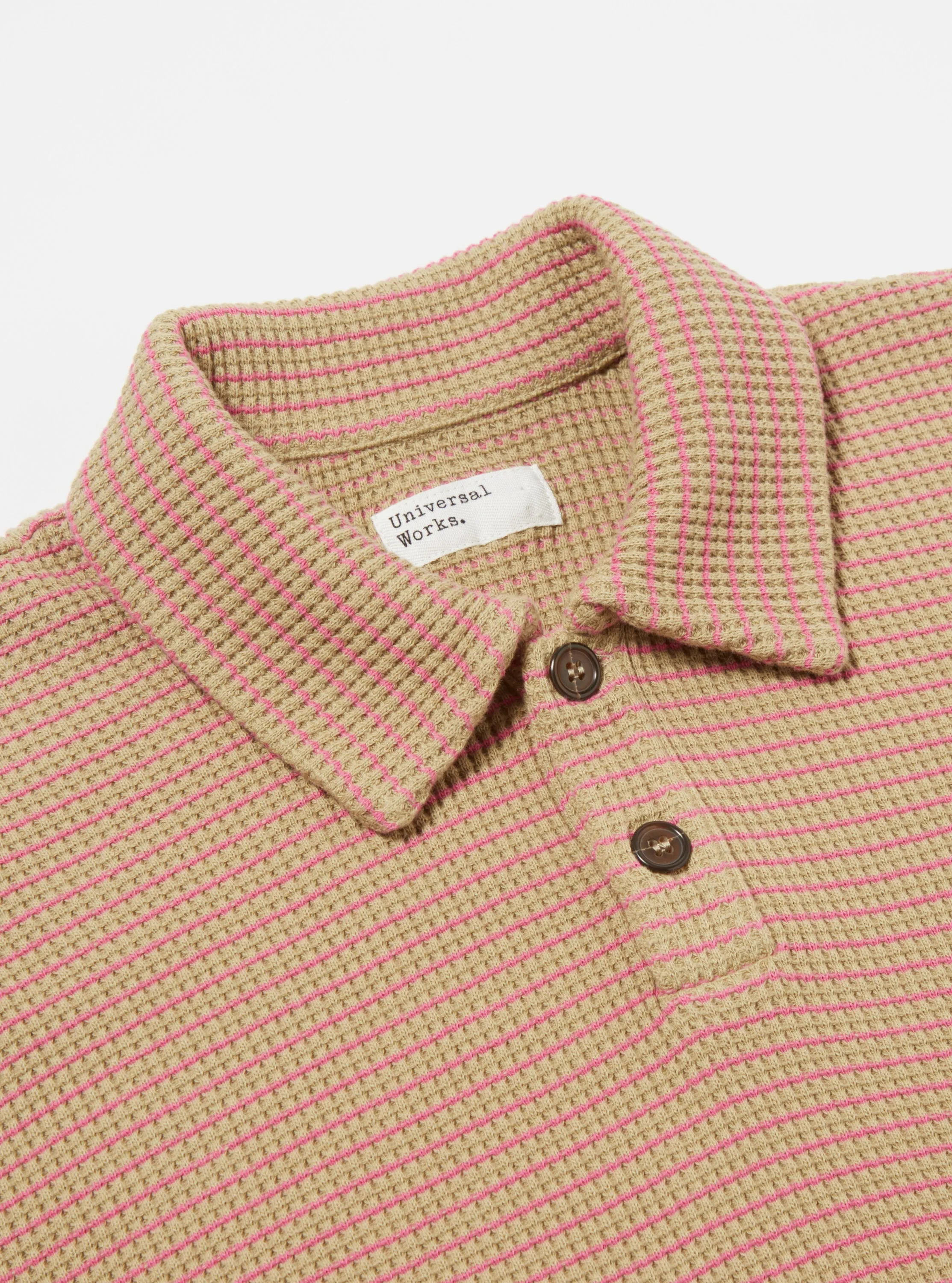 Universal Works Newlyn Polo in Summer Oak Fluro Stripe sold by Universal Works product image thumbnail 4
