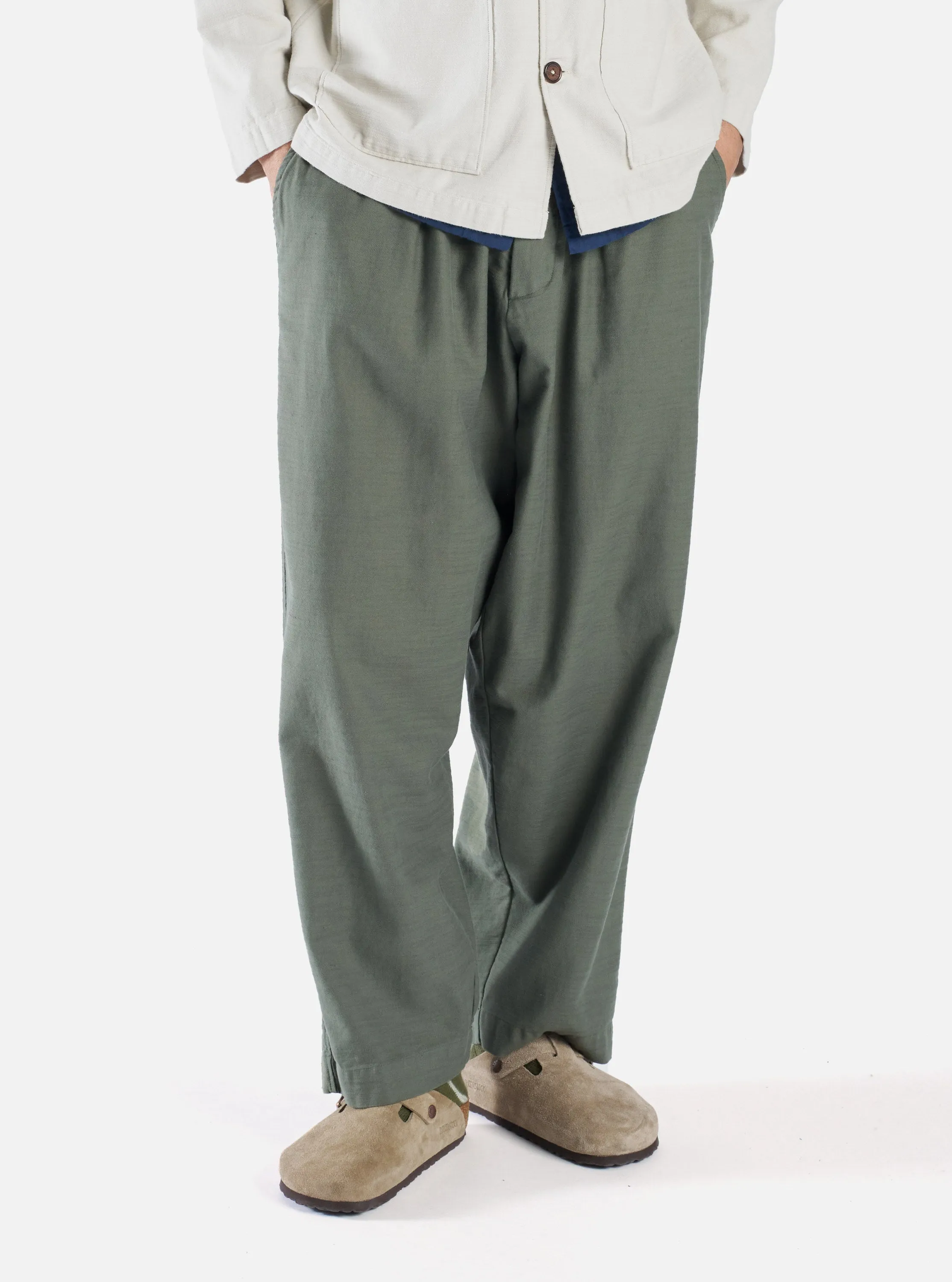 Universal Works Oxford Pant in Olive Slub Sateen sold by Universal Works