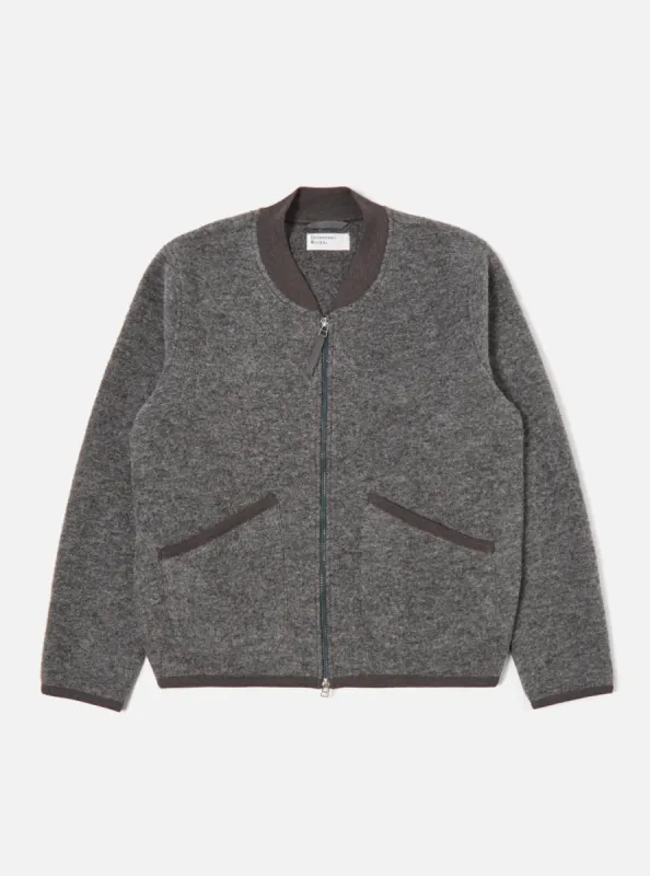 Universal Works Zip Bomber in Grey Marl Wool Fleece sold by Universal Works