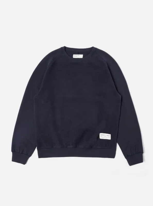Universal Works Sweatshirt in Navy Brush Back Sweat sold by Universal Works