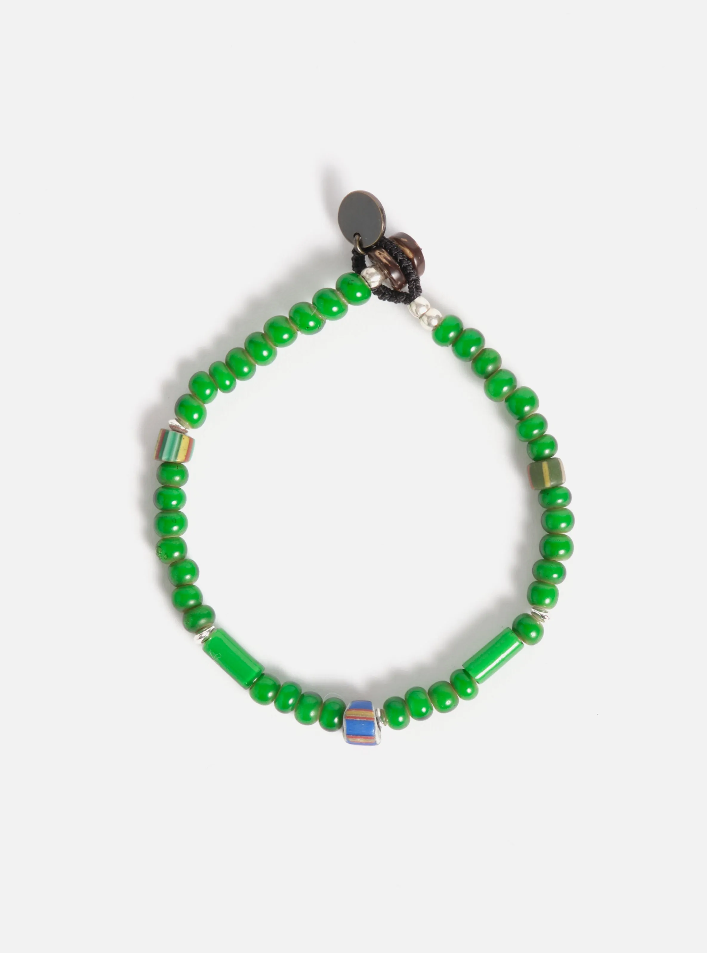 Mikia Bracelet in Green & White Hearts sold by Universal Works