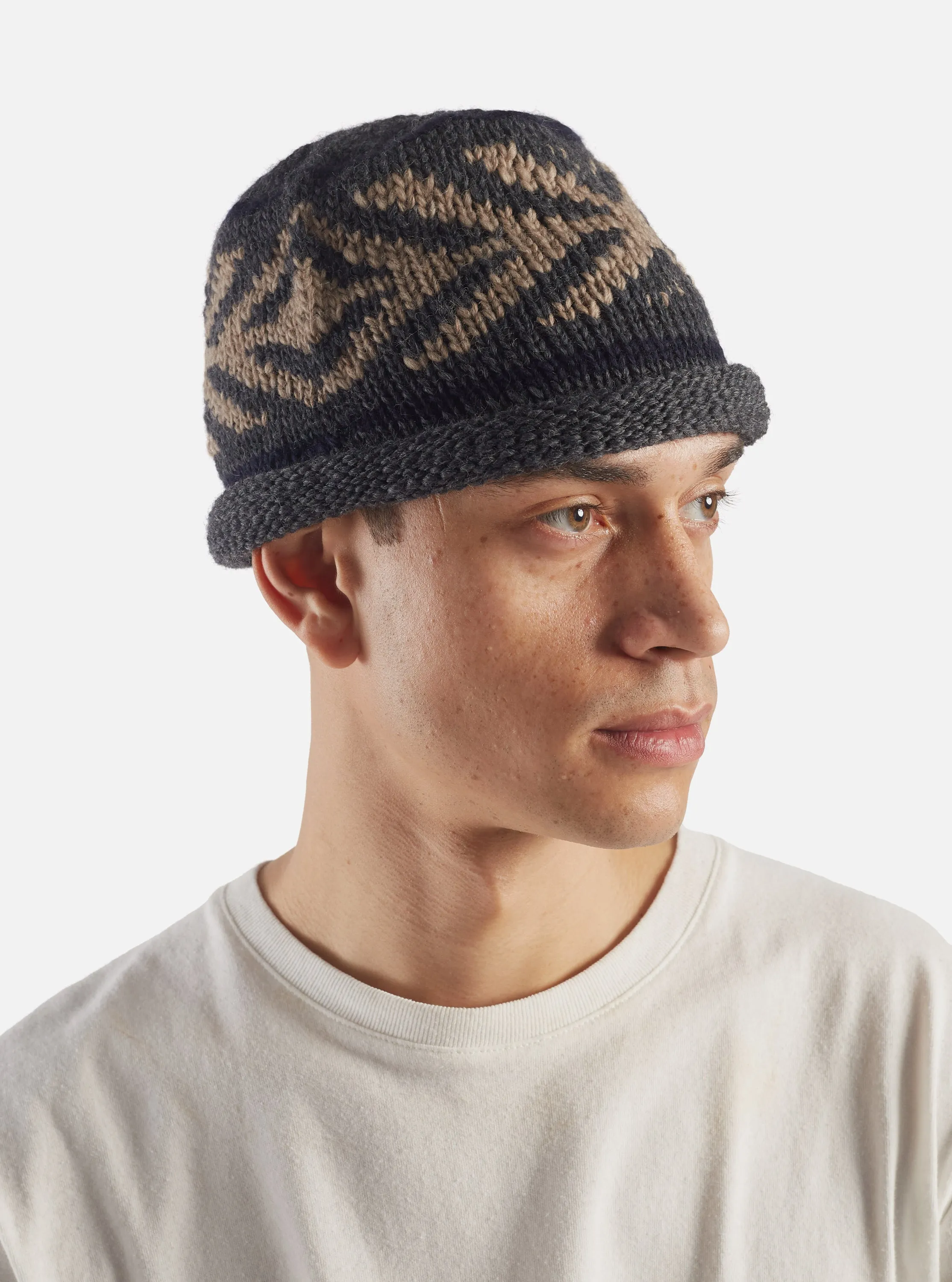 cableami® Watch Cap in Gray Wool Jacquard sold by Universal Works product image thumbnail 2