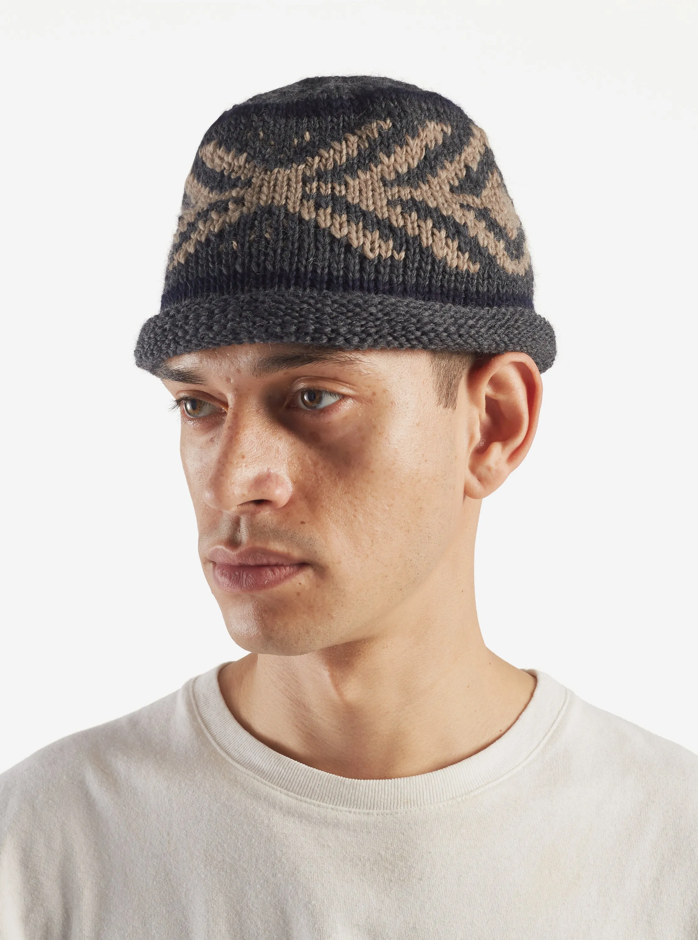 cableami® Watch Cap in Gray Wool Jacquard sold by Universal Works product image thumbnail 3