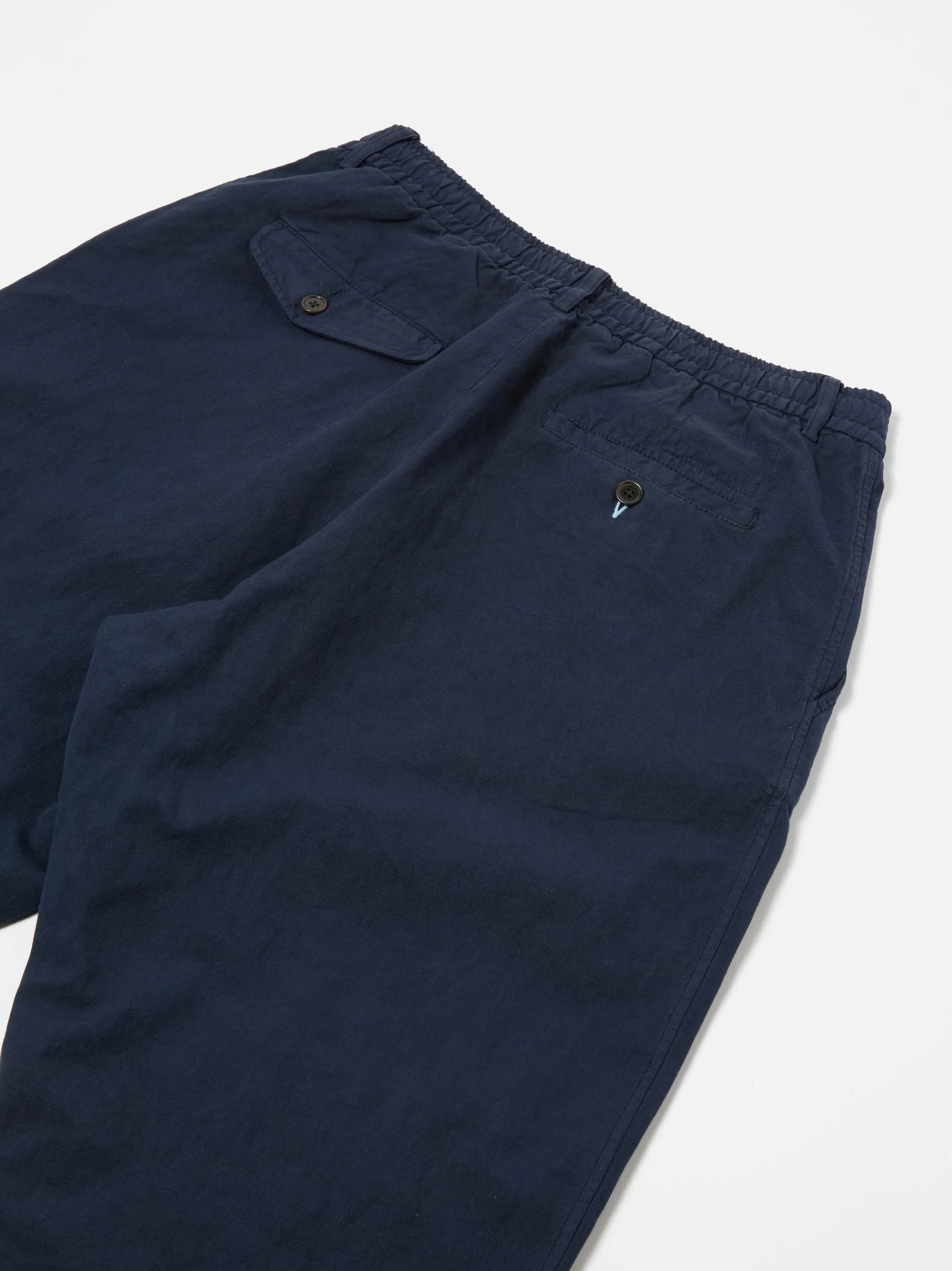 Universal Works Pleated Track Pant in Navy Linen Slub Weave sold by Universal Works product image thumbnail 5