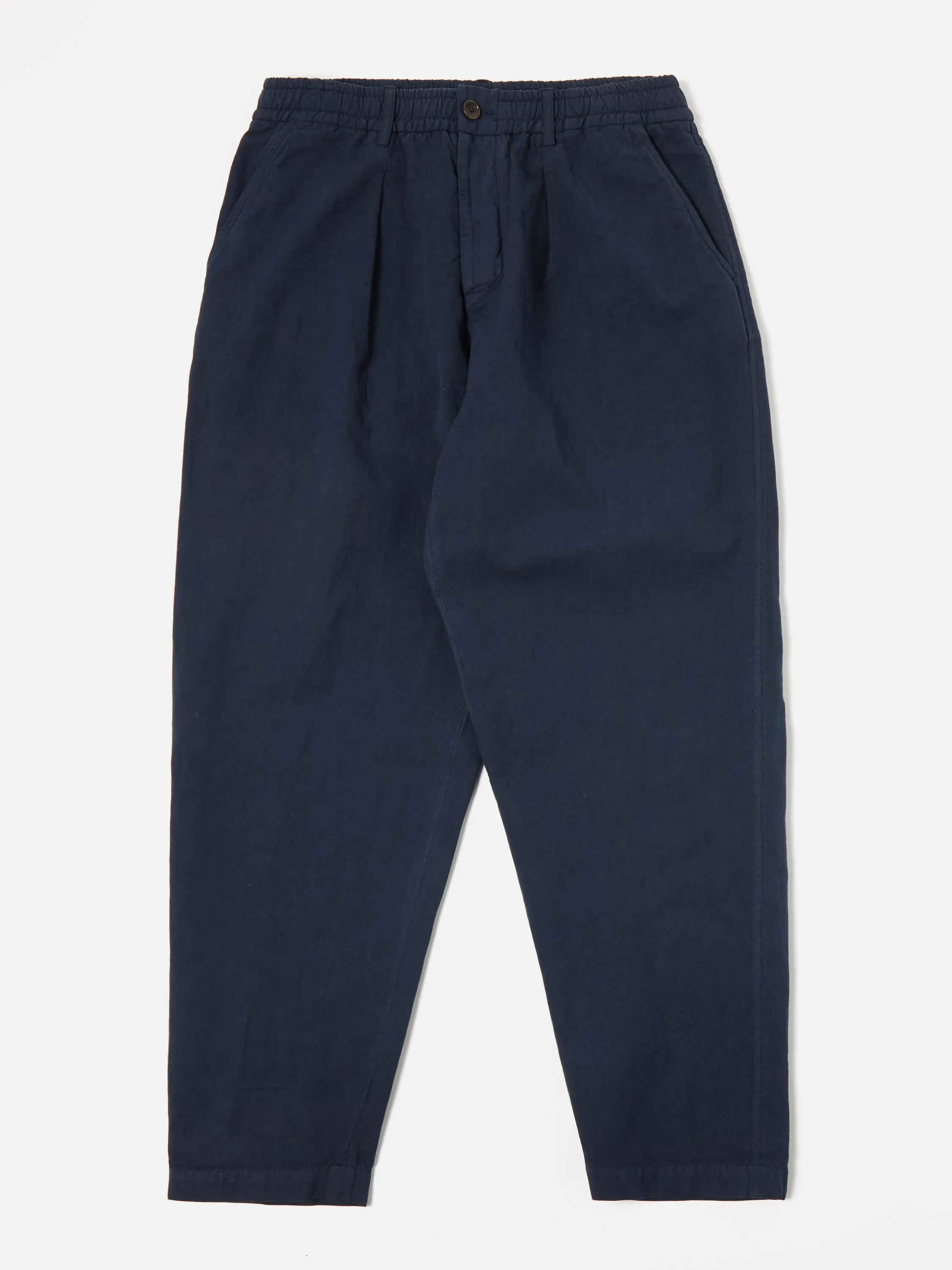 Universal Works Pleated Track Pant in Navy Linen Slub Weave sold by Universal Works product image thumbnail 2