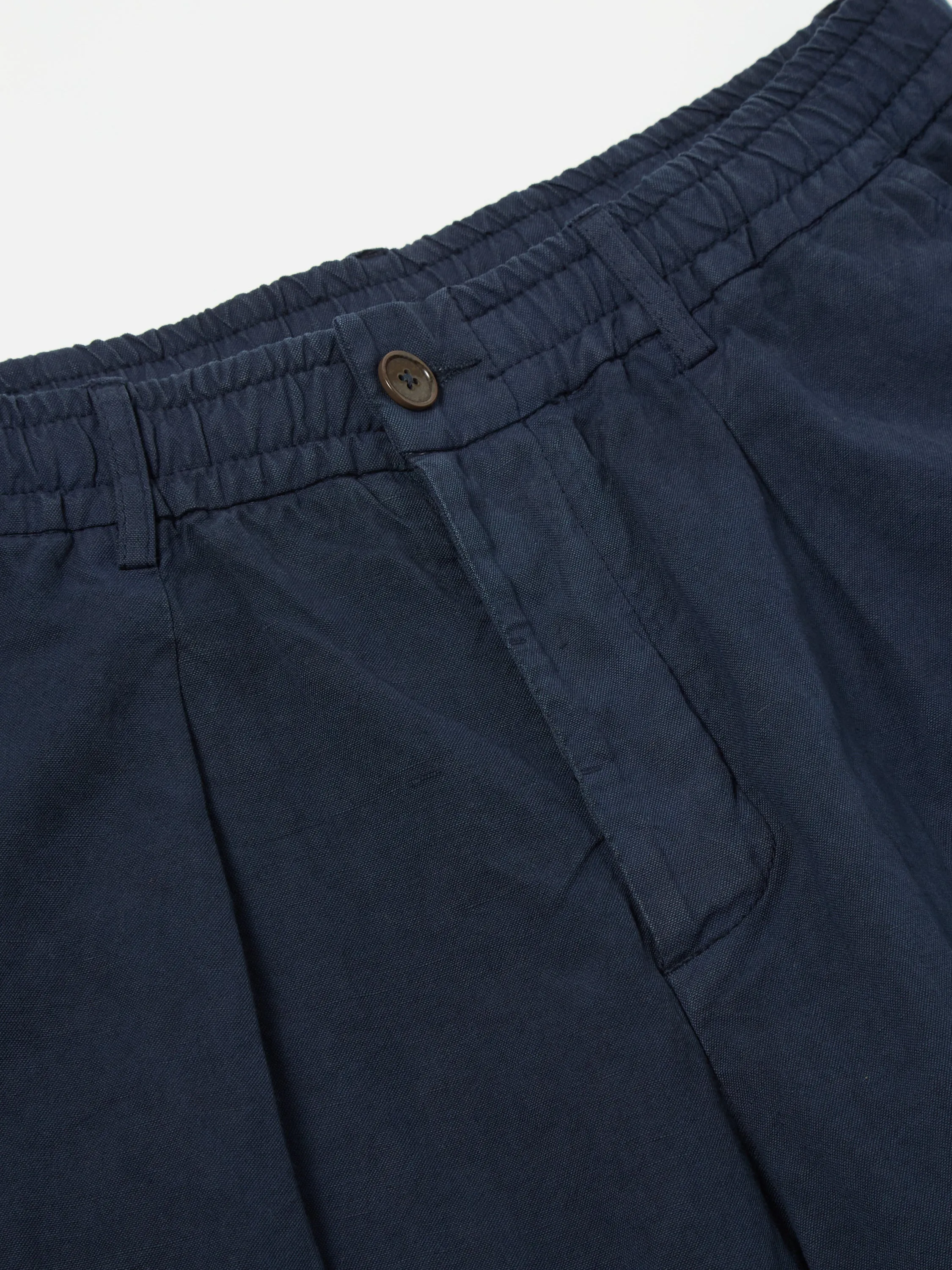 Universal Works Pleated Track Pant in Navy Linen Slub Weave sold by Universal Works product image thumbnail 4