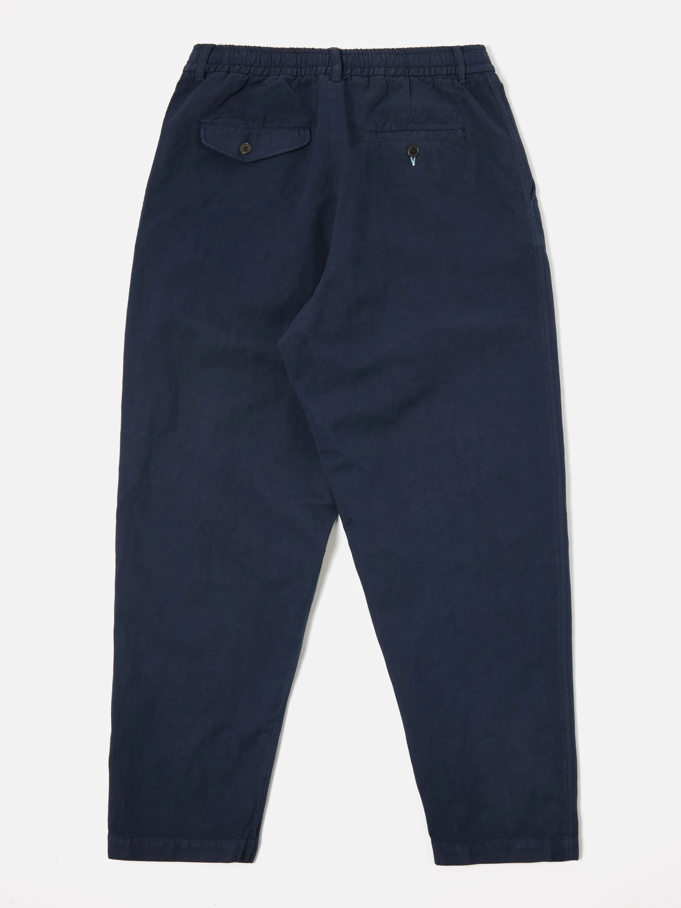 Universal Works Pleated Track Pant in Navy Linen Slub Weave sold by Universal Works product image thumbnail 3