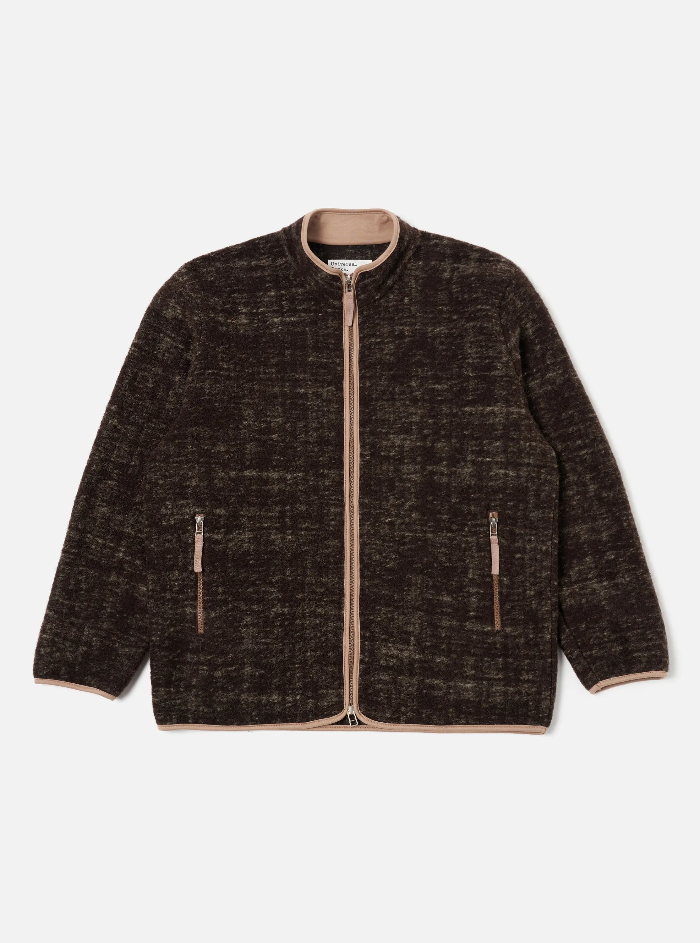 Universal Works Climbing Jacket in Brown Marble Fleece sold by Universal Works