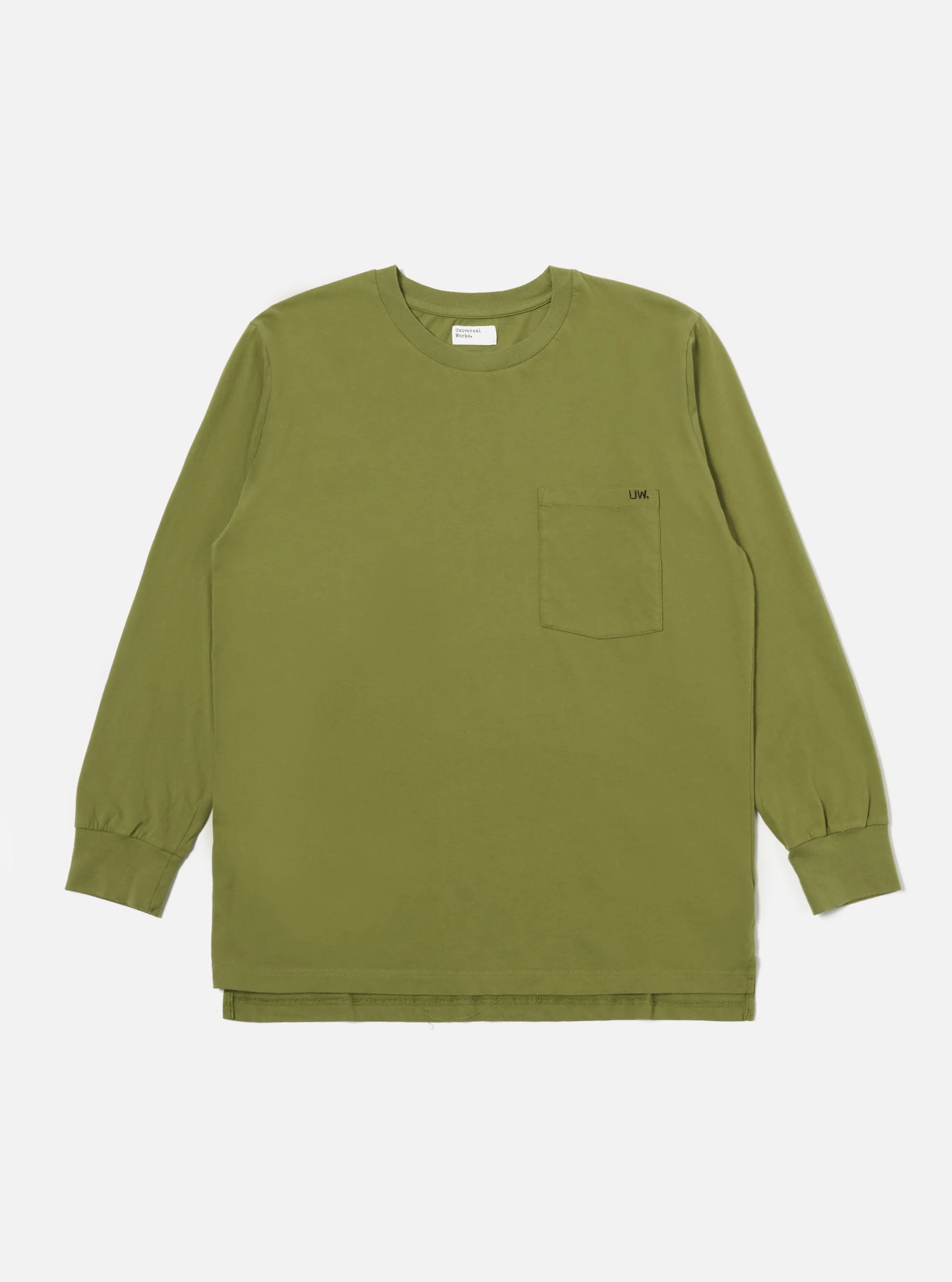 Universal Works L/S Tee in Olive Organic Jersey sold by Universal Works