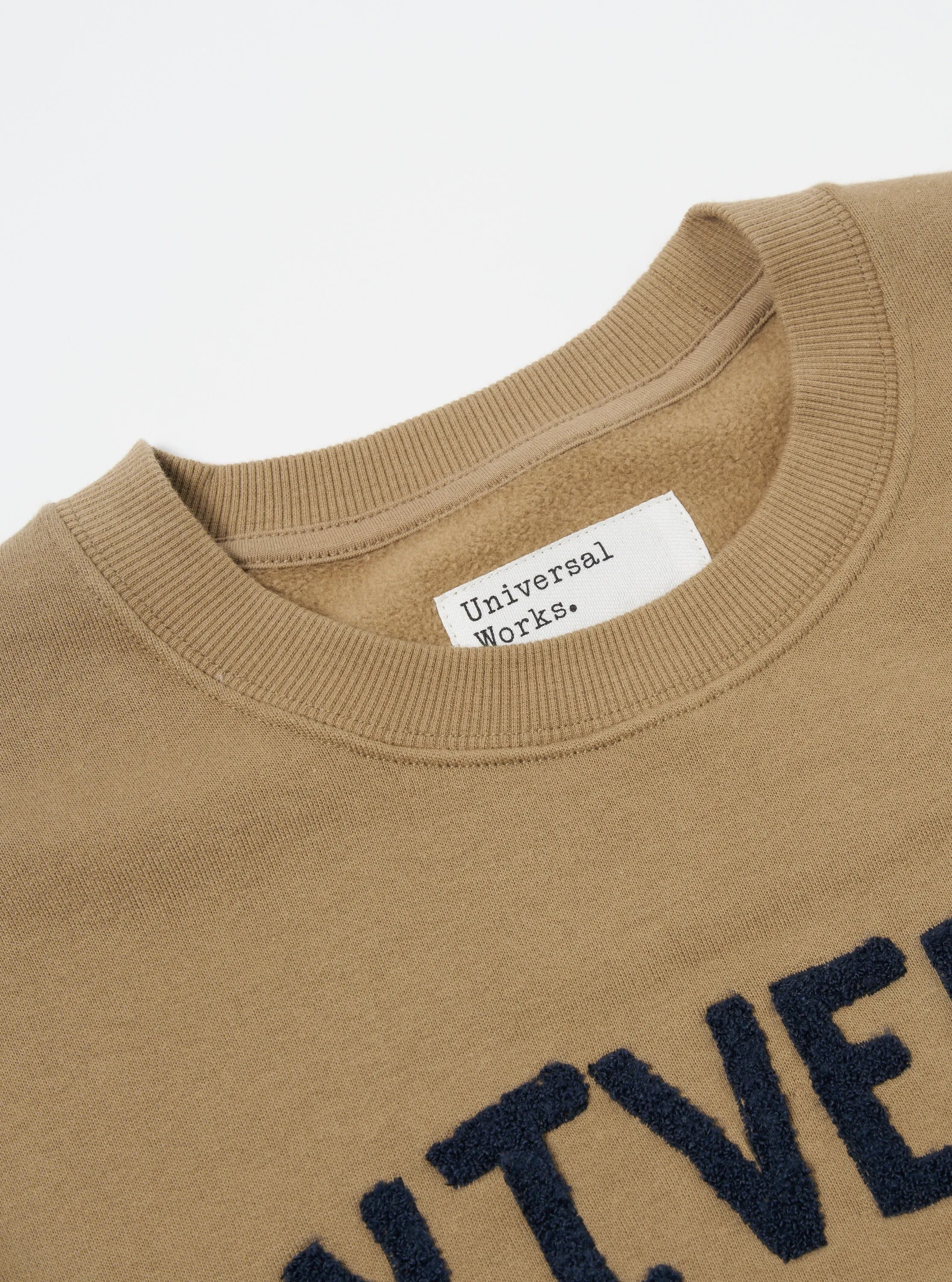 Universal Works Embroidered Sweatshirt in Sand Brush Back Sweat sold by Universal Works product image thumbnail 3