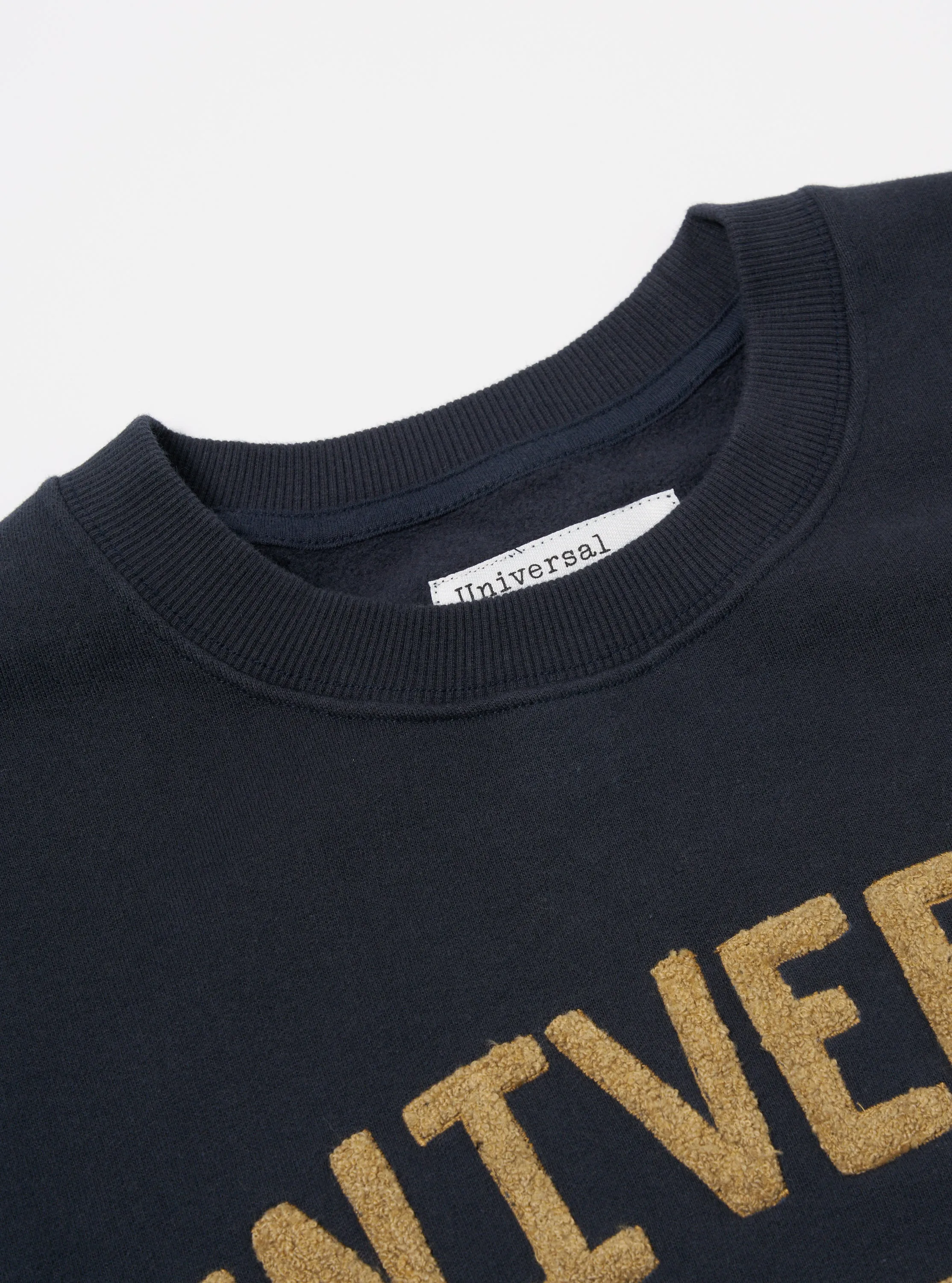 Universal Works Embroidered Sweatshirt in Navy Brush Back Sweat sold by Universal Works product image thumbnail 3