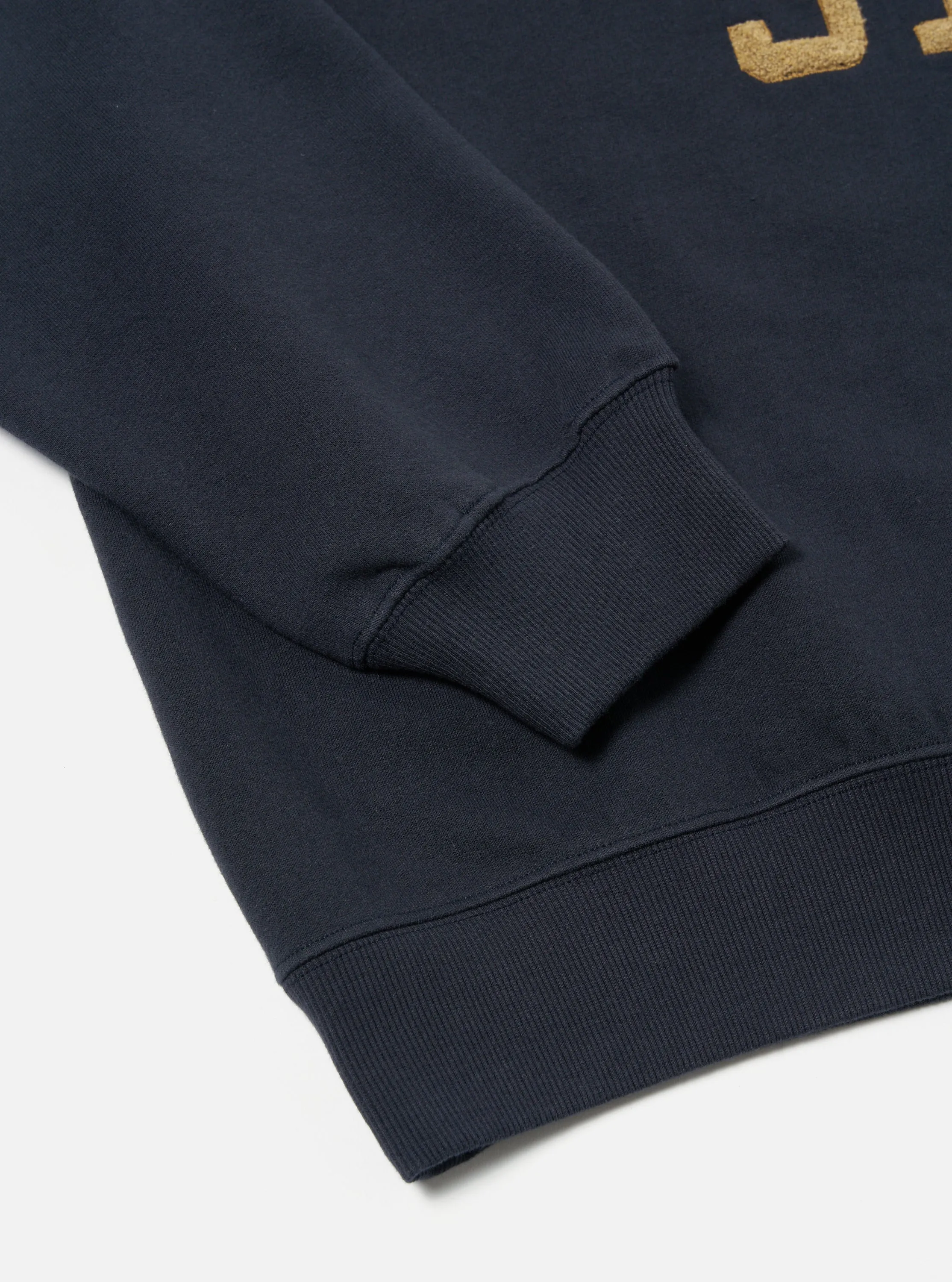 Universal Works Embroidered Sweatshirt in Navy Brush Back Sweat sold by Universal Works product image thumbnail 4