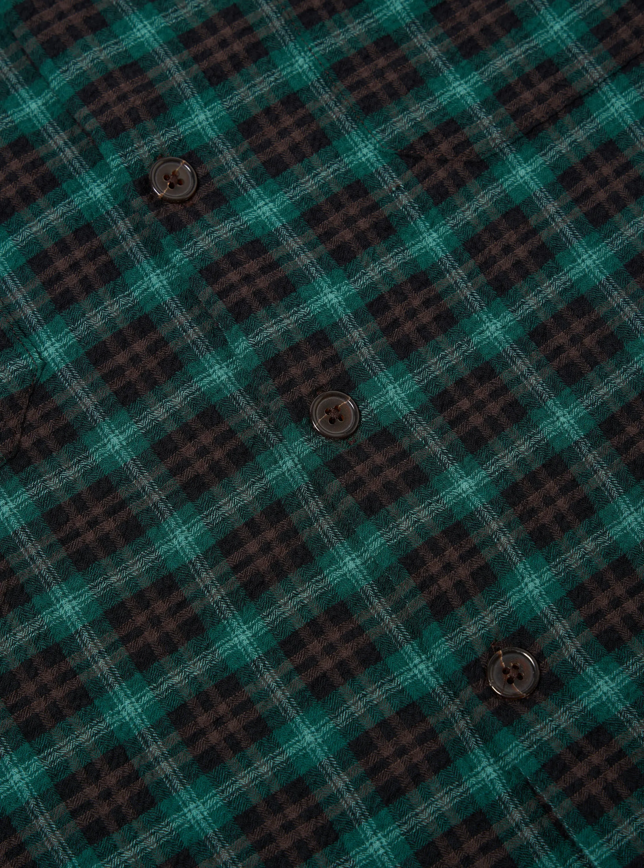 Universal Works L/S Utility Shirt in Green/Black Seersucker PT Check sold by Universal Works product image thumbnail 5