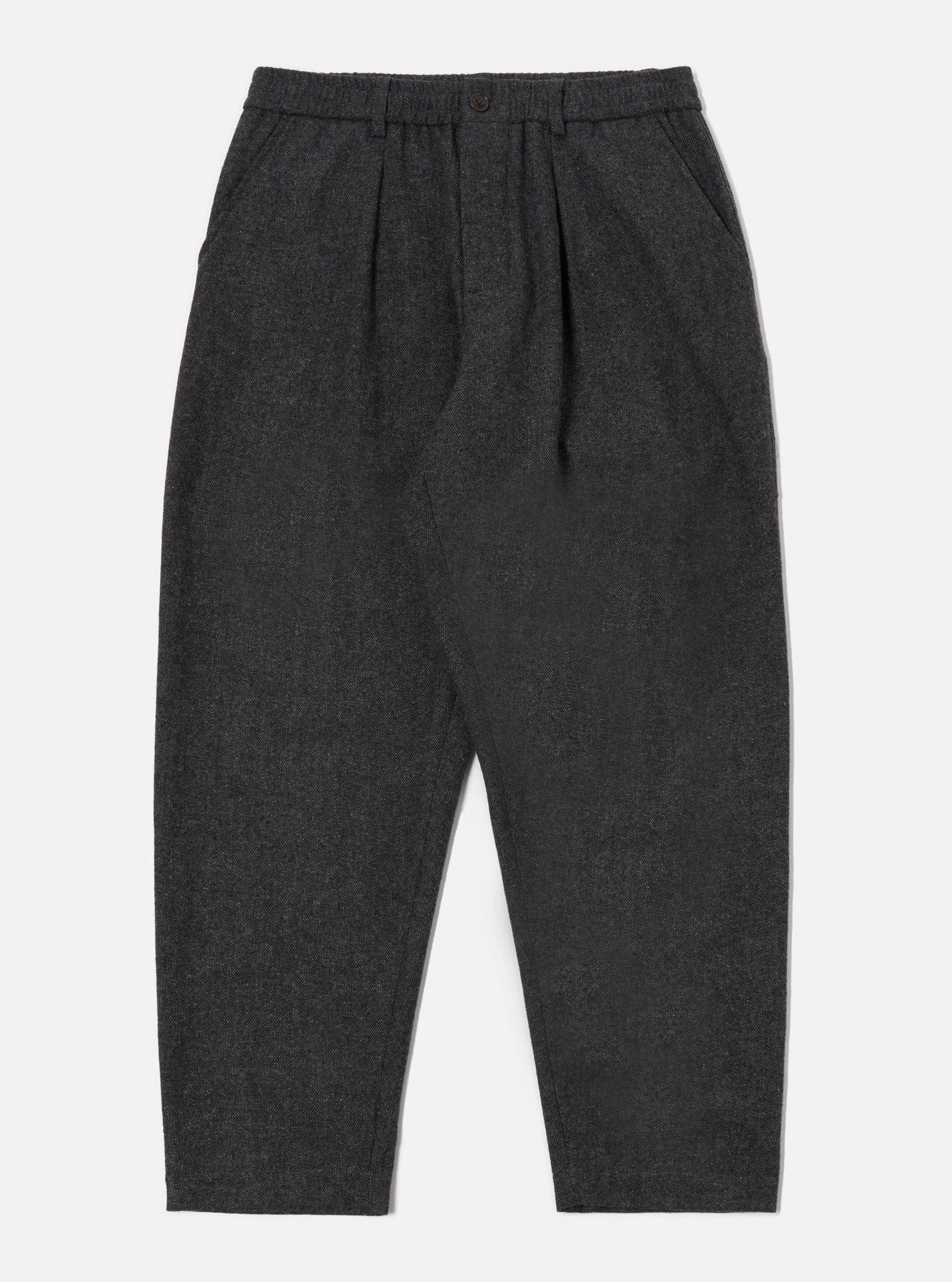 Universal Works Pleated Track Pant in Grey Anders Wool Upcycled sold by Universal Works