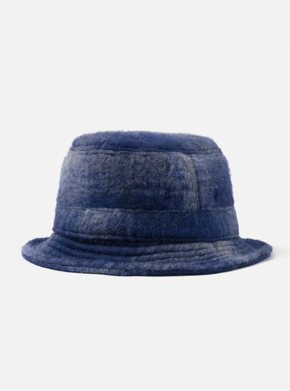 Universal Works Bucket Hat in Navy/Grey Fresco Fleece sold by Universal Works