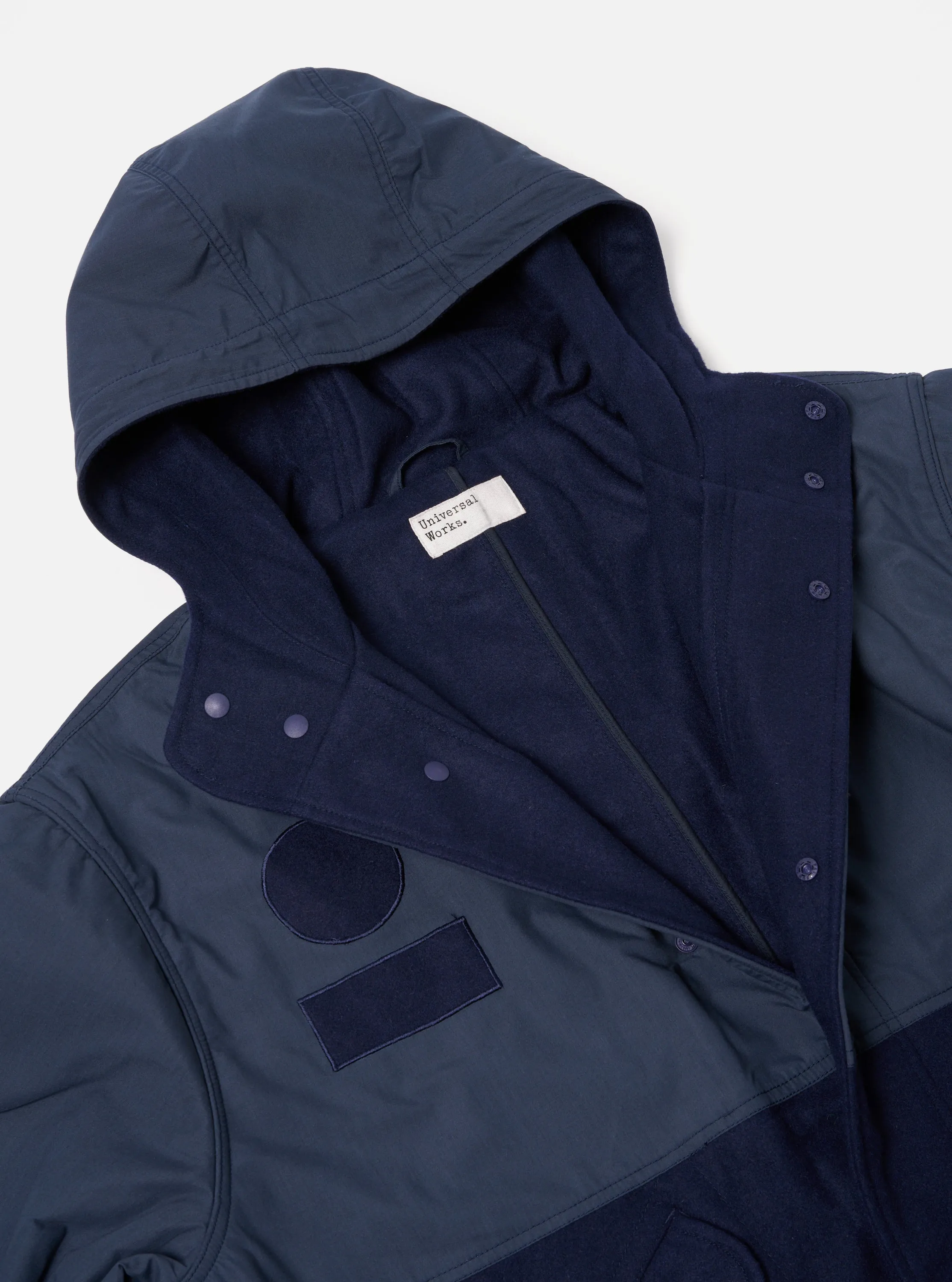 Universal Works Beach Parka II in Navy Melton/Recycled Polytech sold by Universal Works product image thumbnail 3