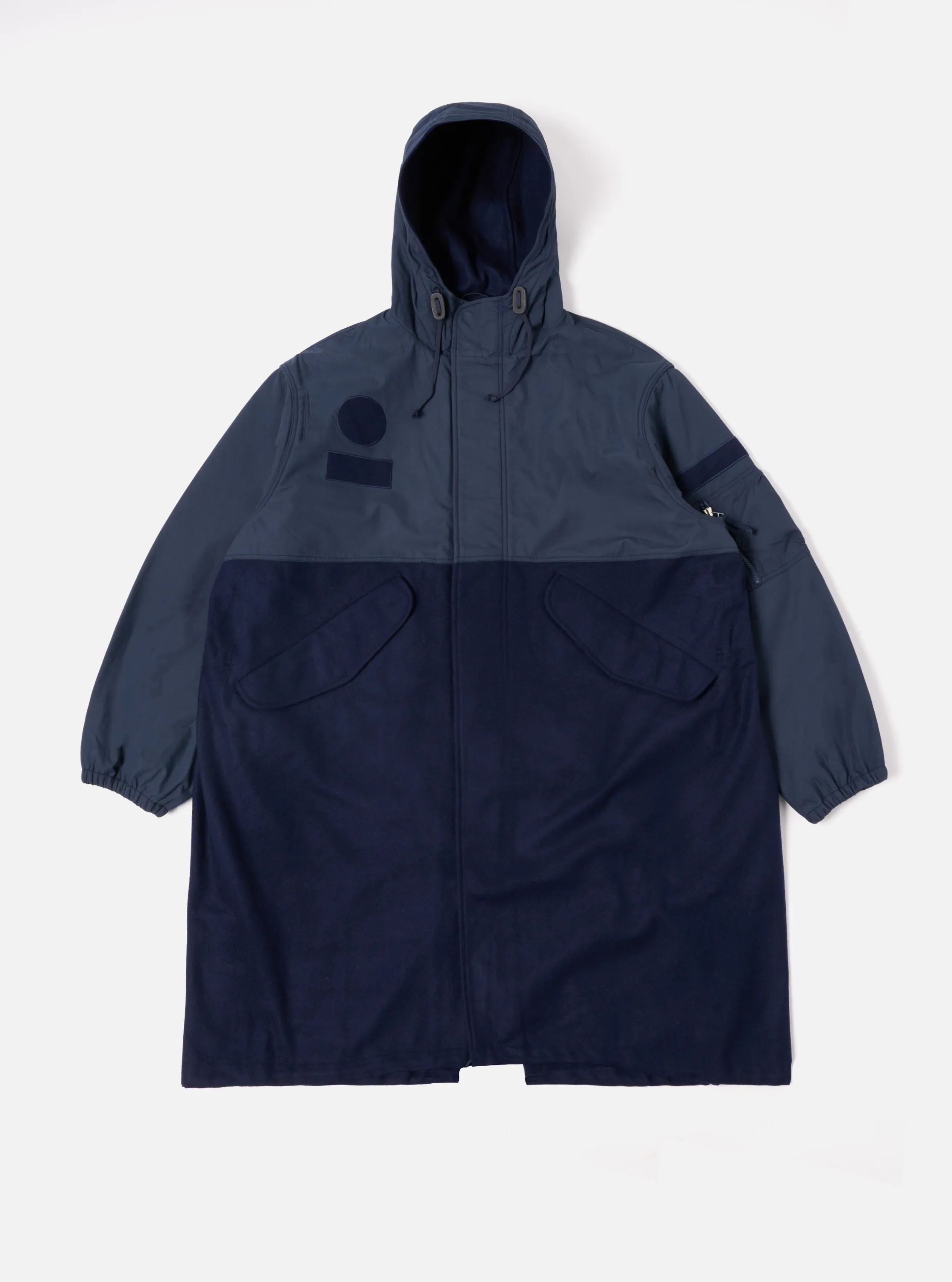Universal Works Beach Parka II in Navy Melton/Recycled Polytech sold by Universal Works