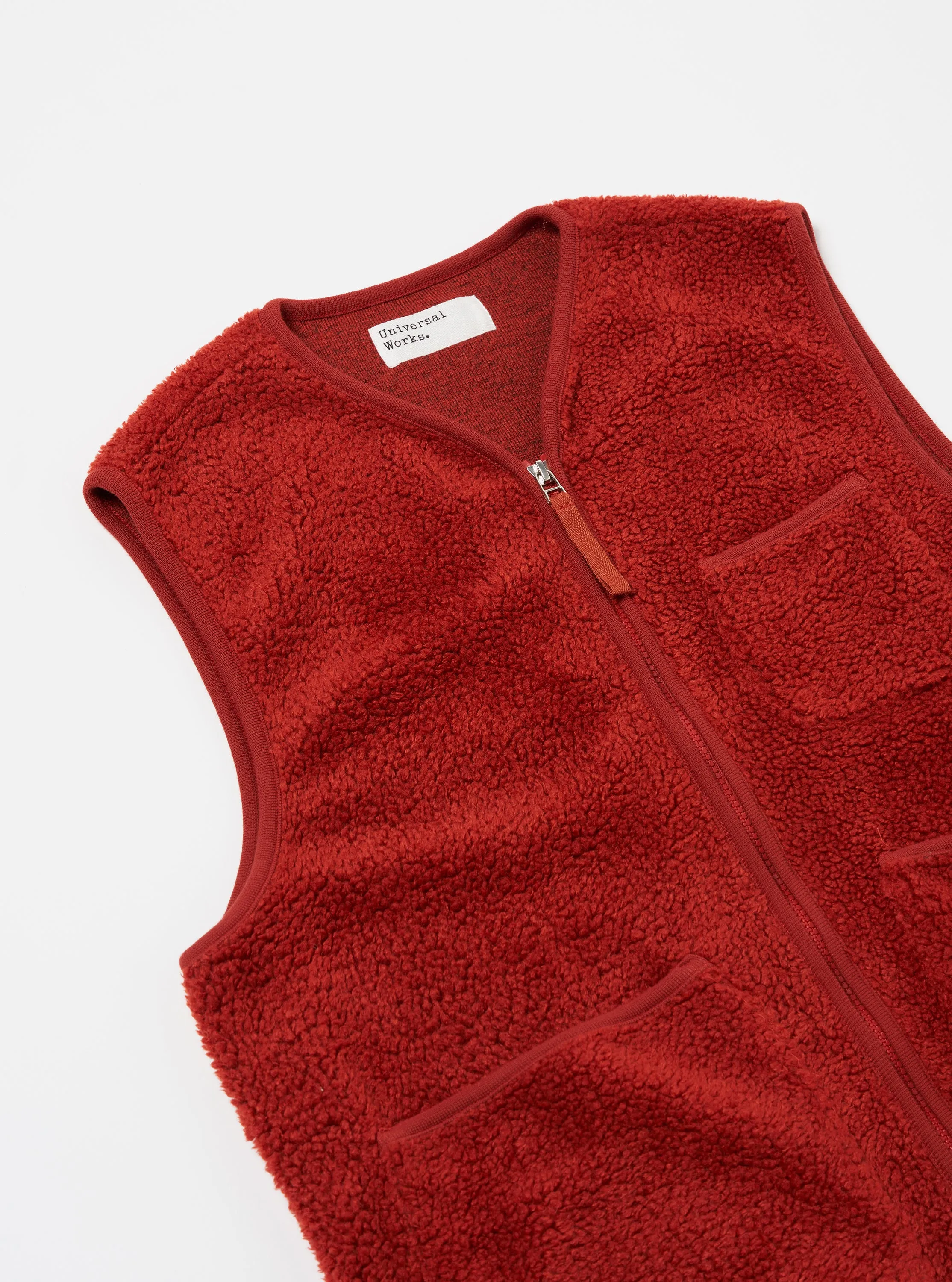 Universal Works Zip Gilet in Orange Mountain Fleece sold by Universal Works product image thumbnail 3