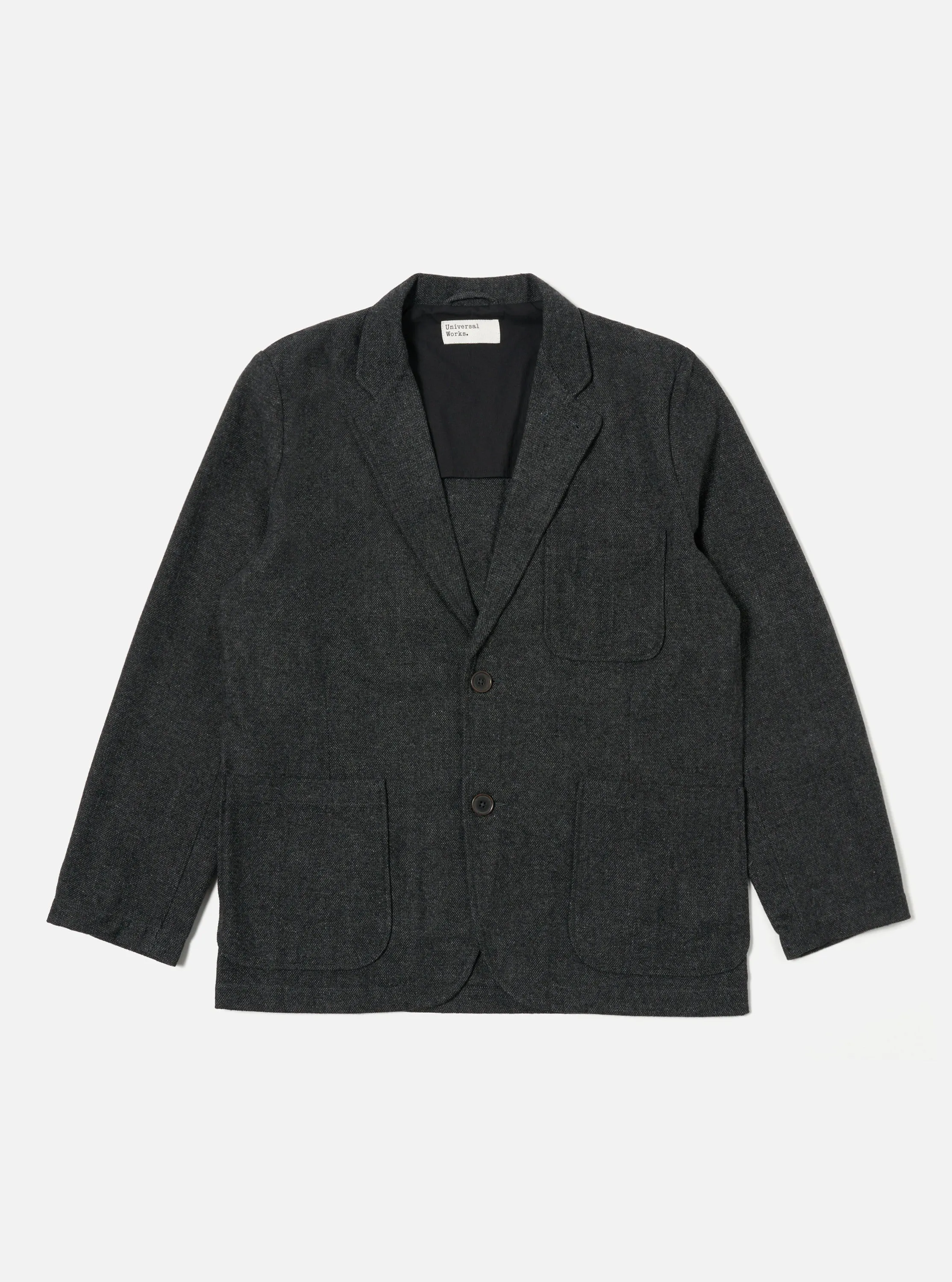 Universal Works Two Button Jacket in Grey Anders Wool Upcycled sold by Universal Works