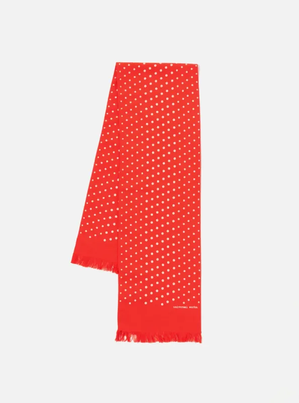 Universal Works Short Scarf in Orange Dot Print sold by Universal Works