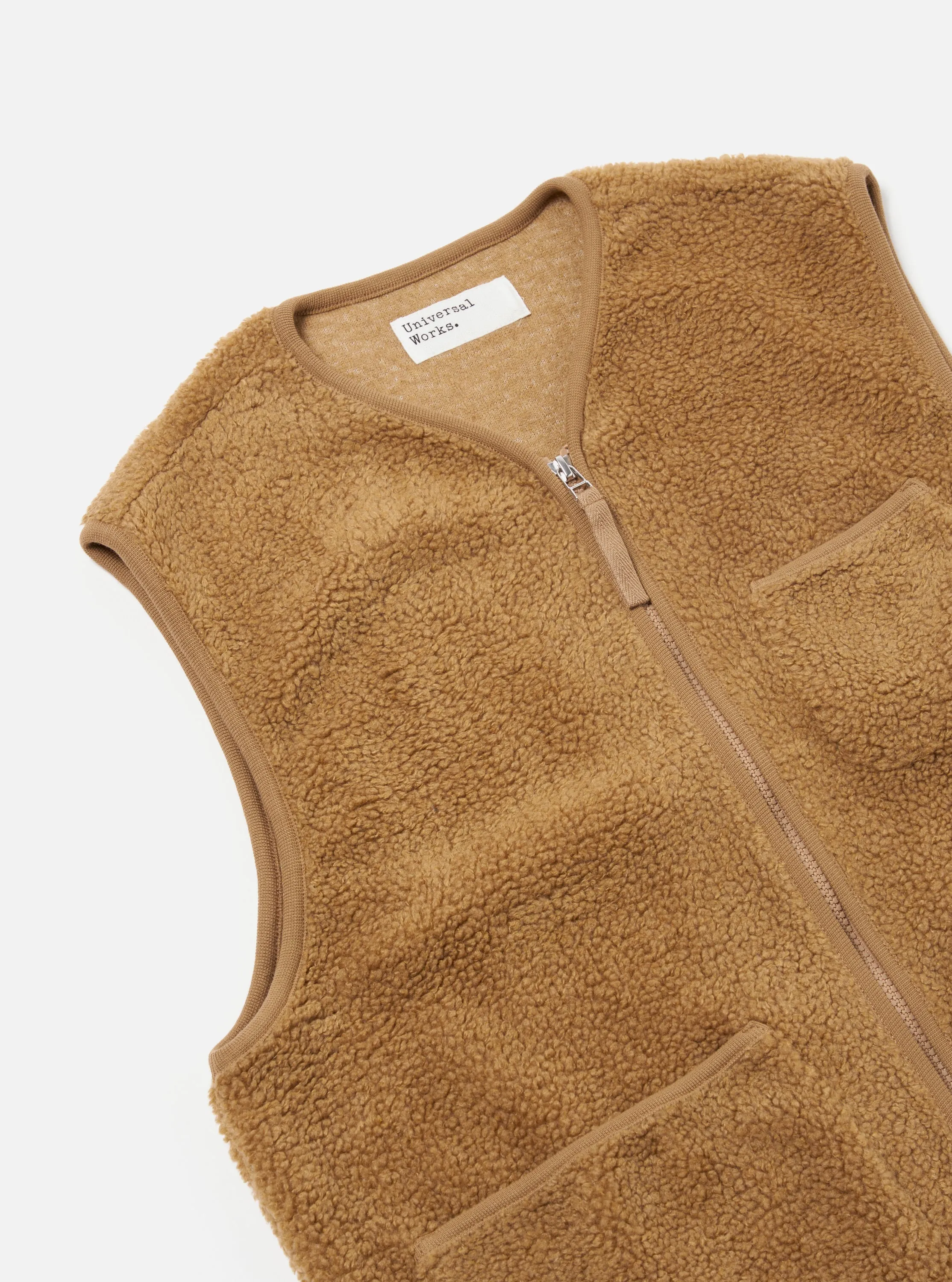 Universal Works Zip Gilet in Sand Mountain Fleece sold by Universal Works product image thumbnail 3