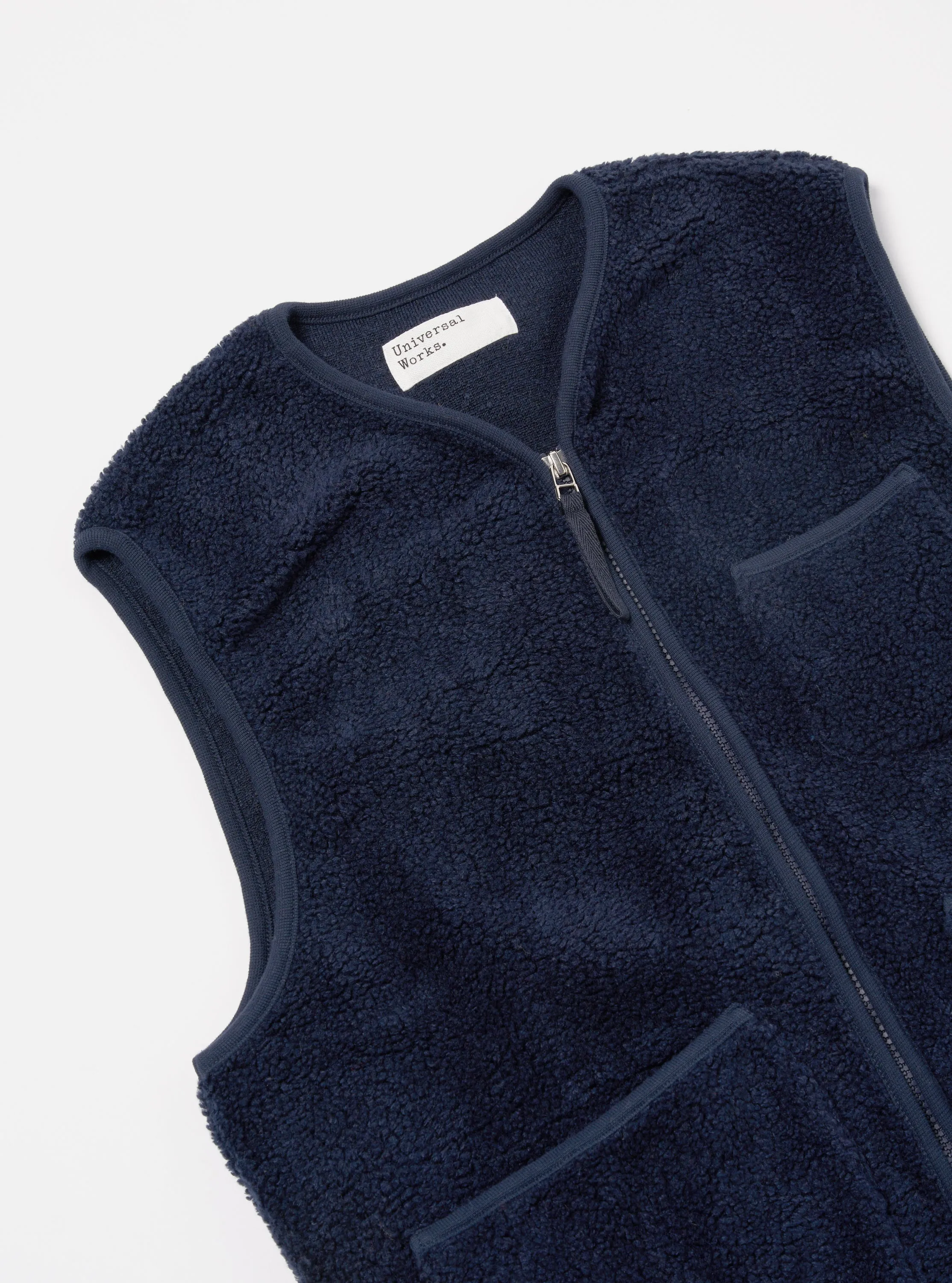 Universal Works Zip Gilet in Navy Mountain Fleece sold by Universal Works product image thumbnail 3