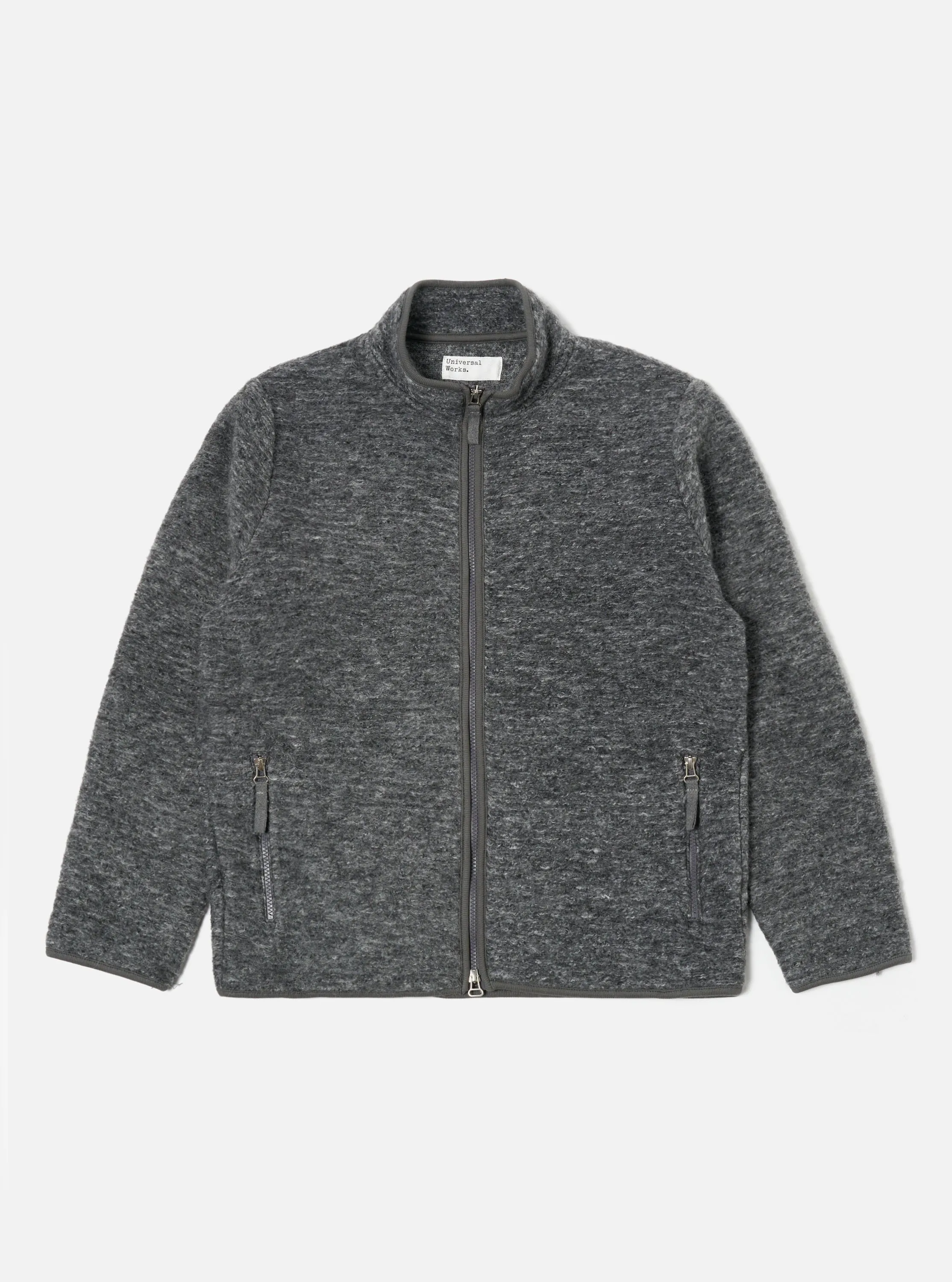 Universal Works Climbing Jacket in Grey Teddy Fleece sold by Universal Works