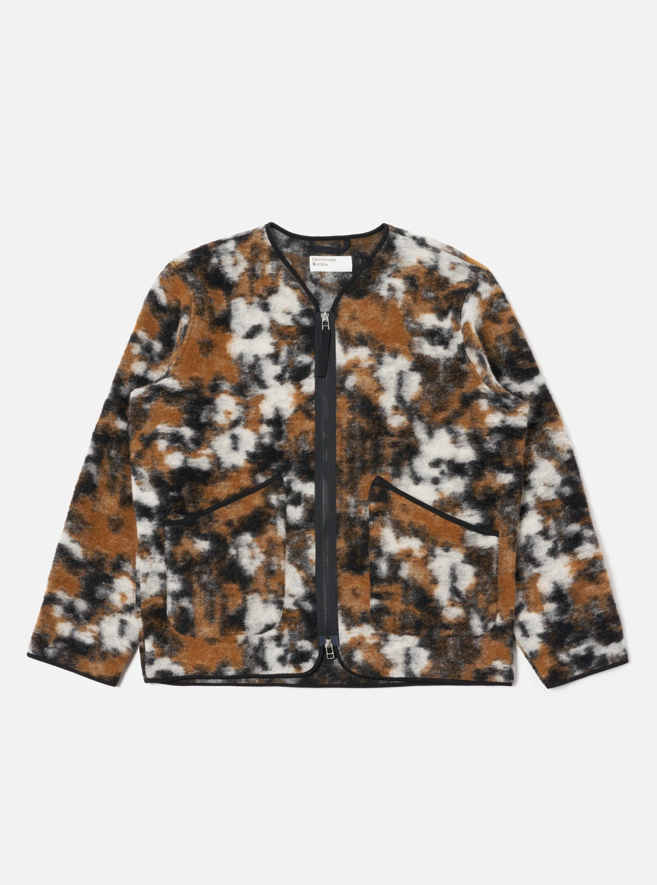 Universal Works Zip Liner Jacket in Brown Ylang Flower Fleece sold by Universal Works