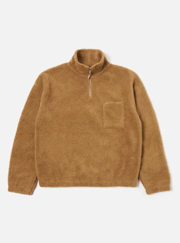 Universal Works Ramsay Quarter Zip in Sand Mountain Fleece sold by Universal Works