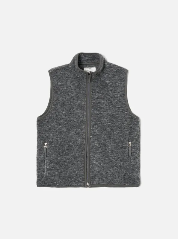 Universal Works Climbing Gilet in Grey Teddy Fleece sold by Universal Works