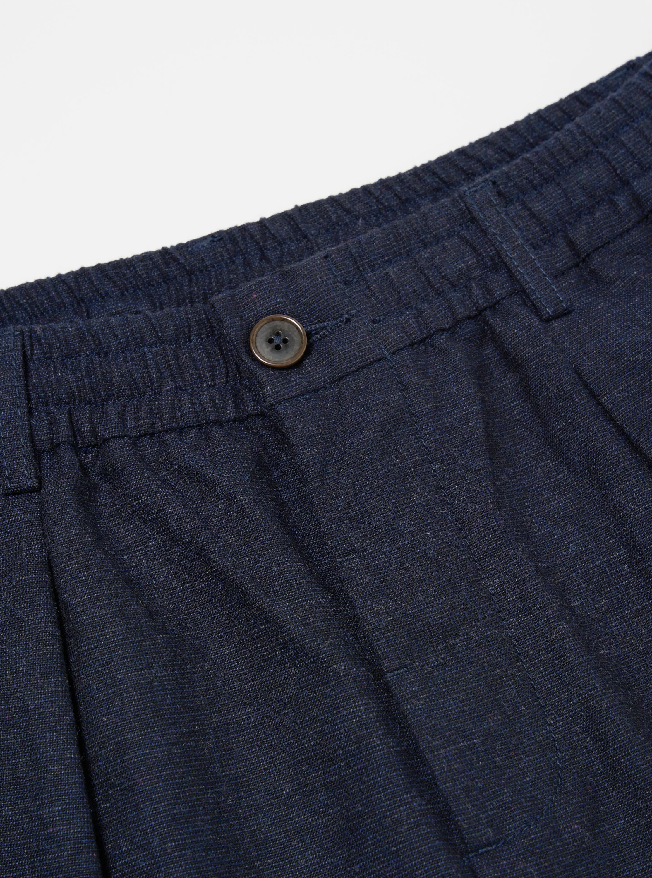 Universal Works Pleated Track Pant in Navy Birdseye Tweed sold by Universal Works product image thumbnail 3