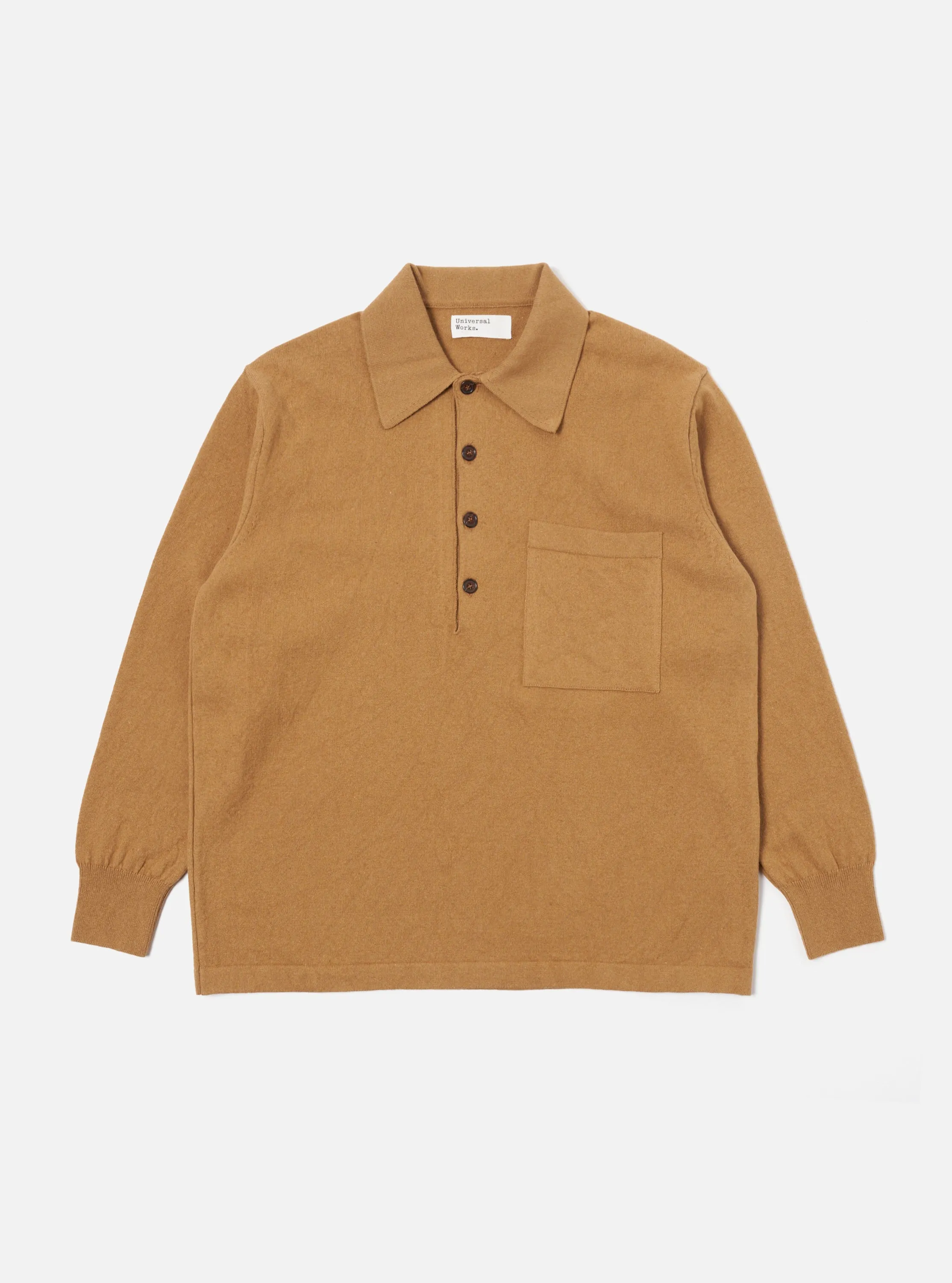 Universal Works L/S Pullover Knit Shirt in Cumin Eco Cotton sold by Universal Works