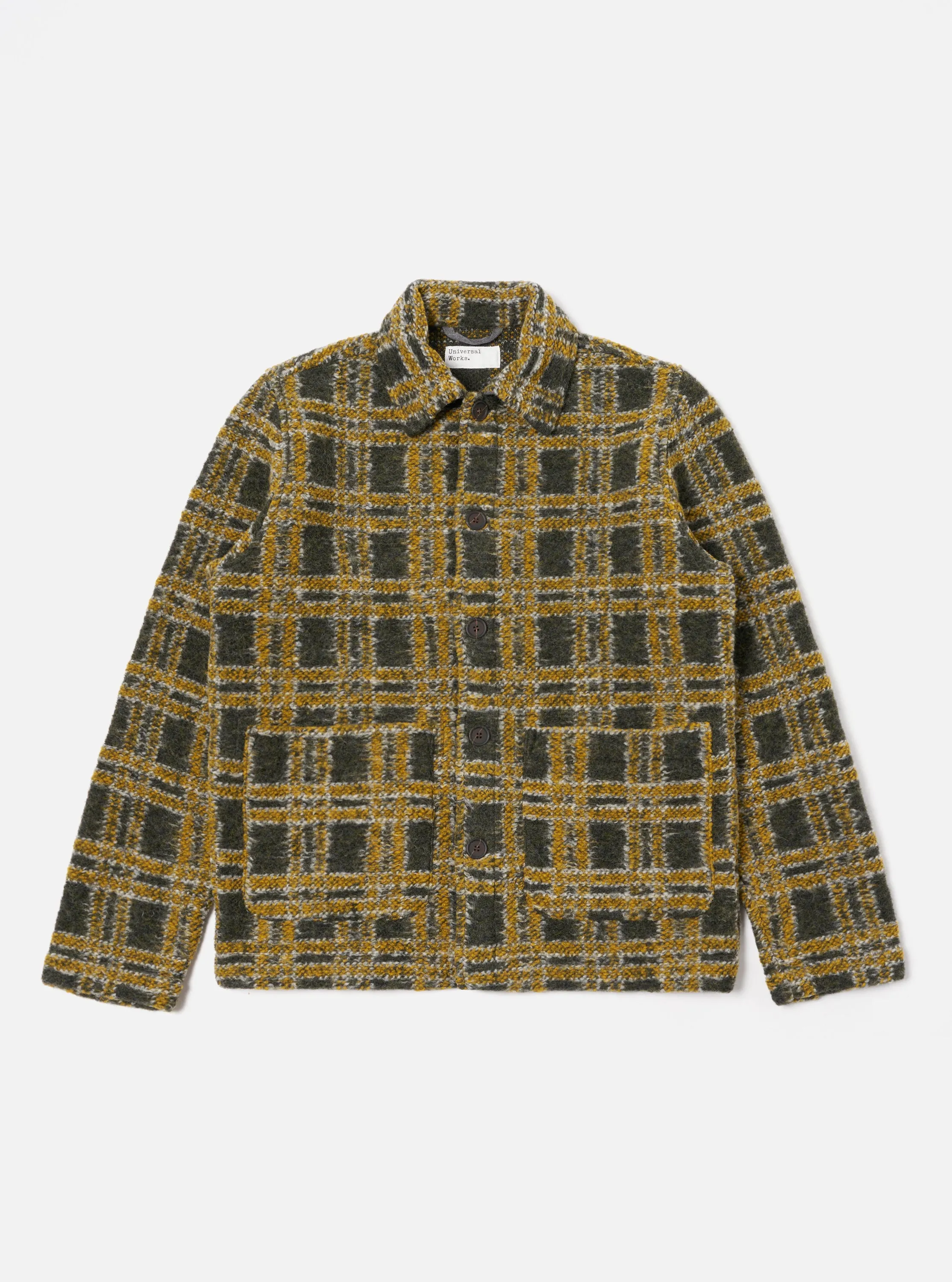 Universal Works Field Jacket in Grey Jacquard Fleece sold by Universal Works