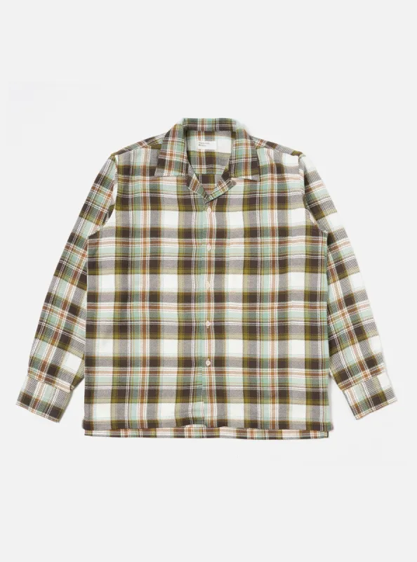 Universal Works L/S Camp Shirt in Pistachio Tahoe Check sold by Universal Works