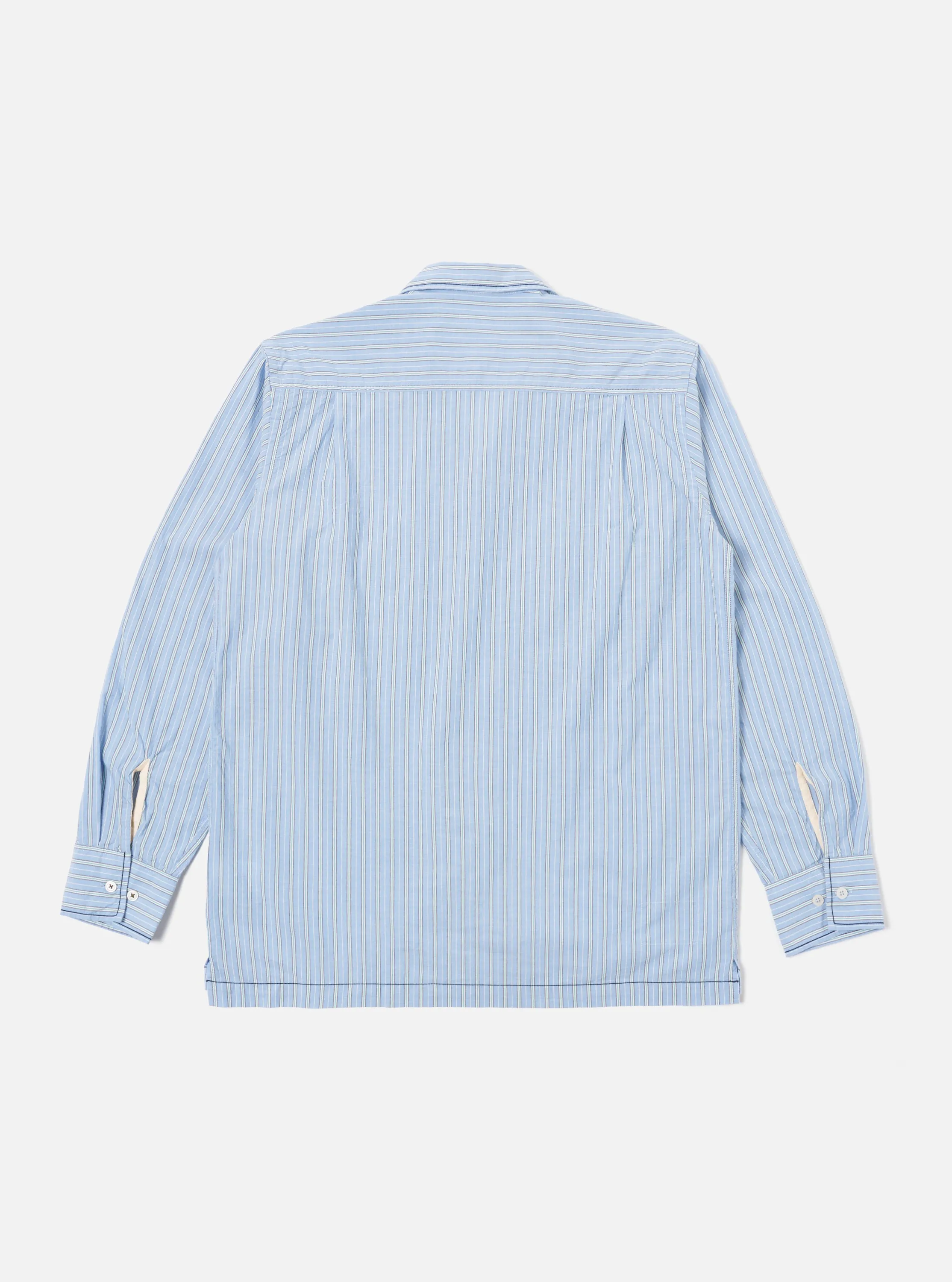 Universal Works Embroidered L/S Utility Shirt in Blue Chelsea Cotton Stripe sold by Universal Works product image thumbnail 2