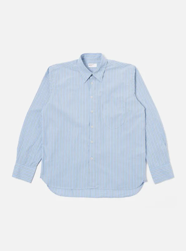 Universal Works Lazy Day Shirt in Blue Chelsea Cotton Stripe sold by Universal Works