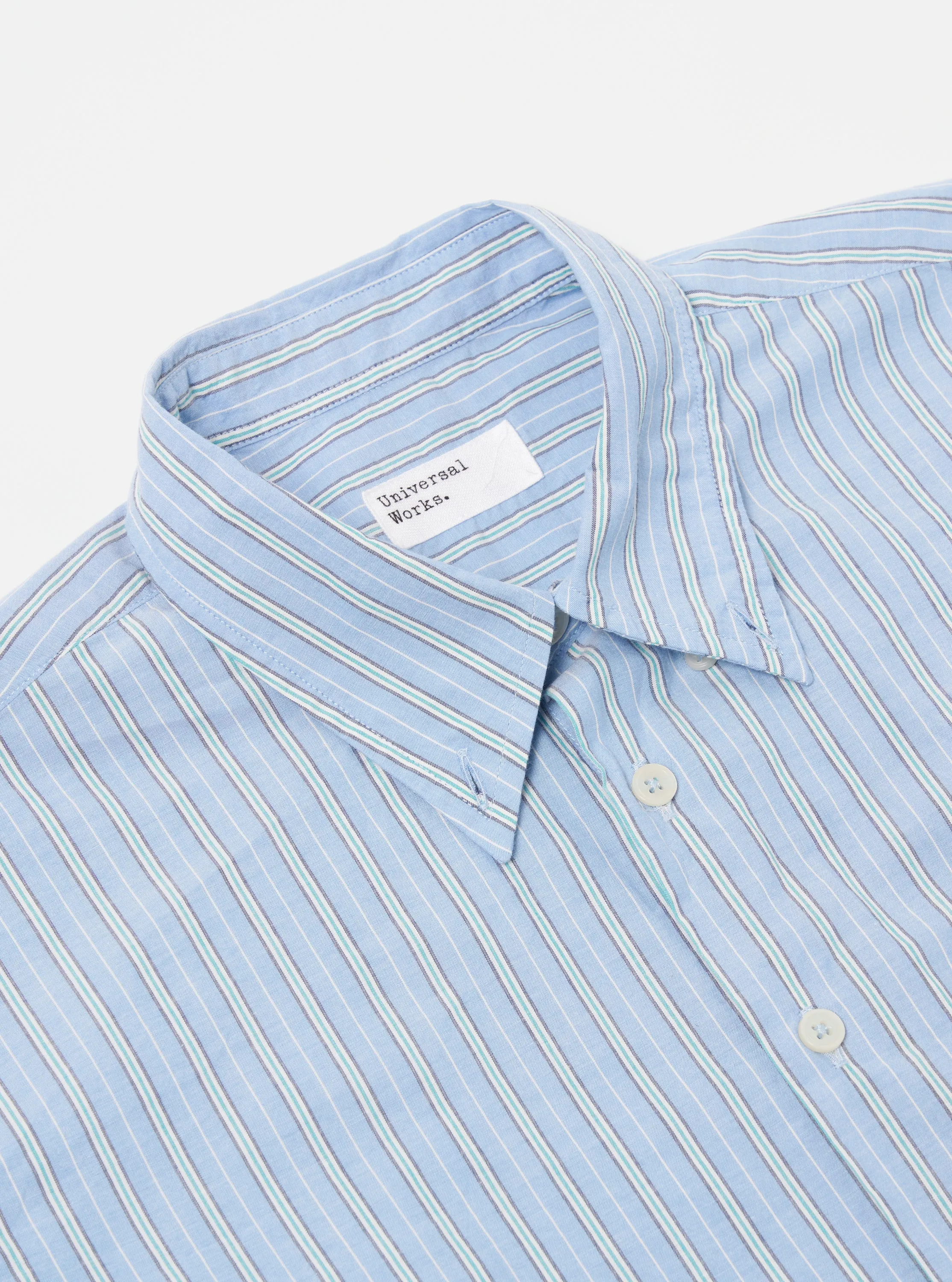 Universal Works Lazy Day Shirt in Blue Chelsea Cotton Stripe sold by Universal Works product image thumbnail 3