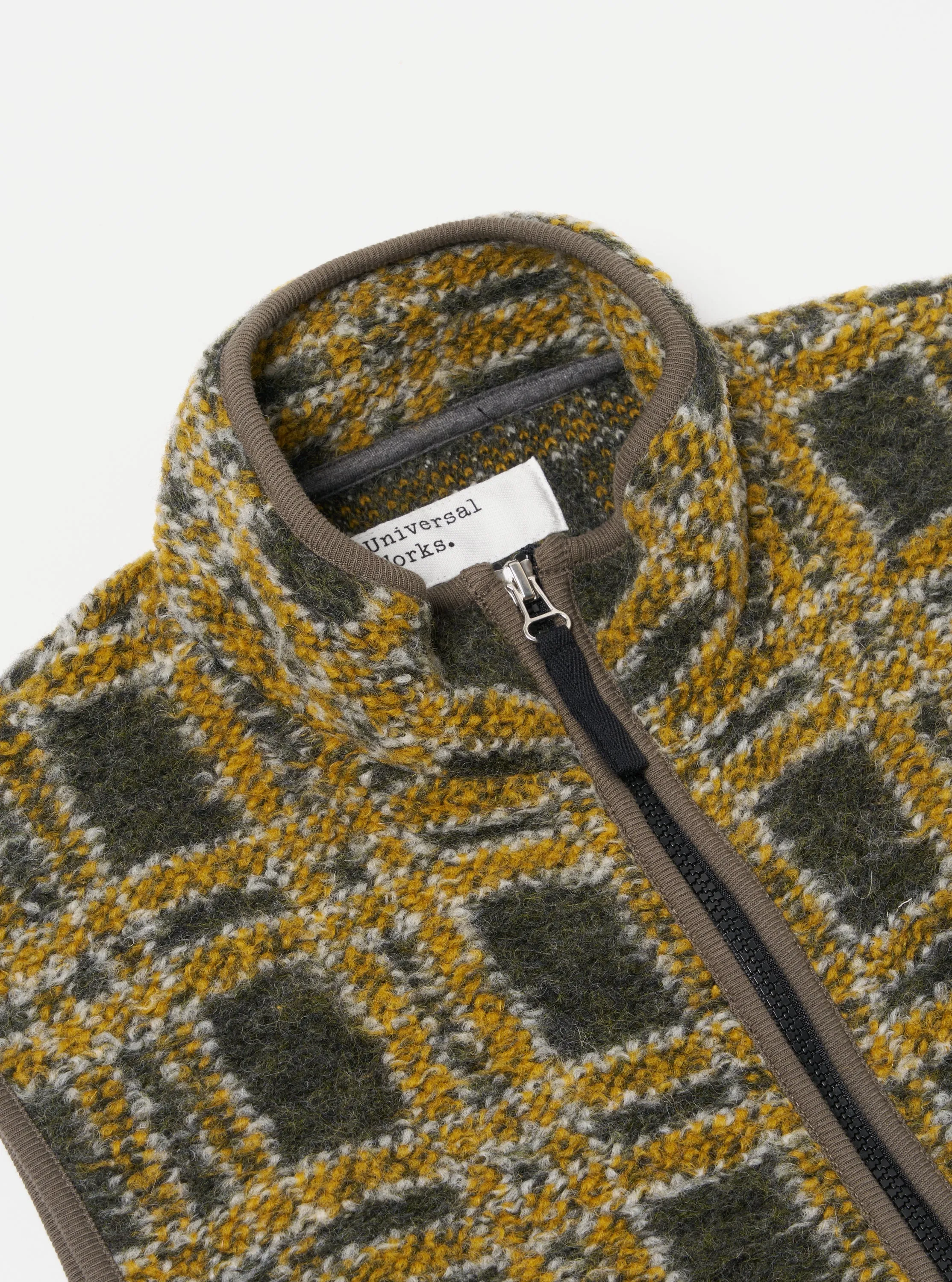 Universal Works Climbing Gilet in Grey Jacquard Fleece sold by Universal Works product image thumbnail 3