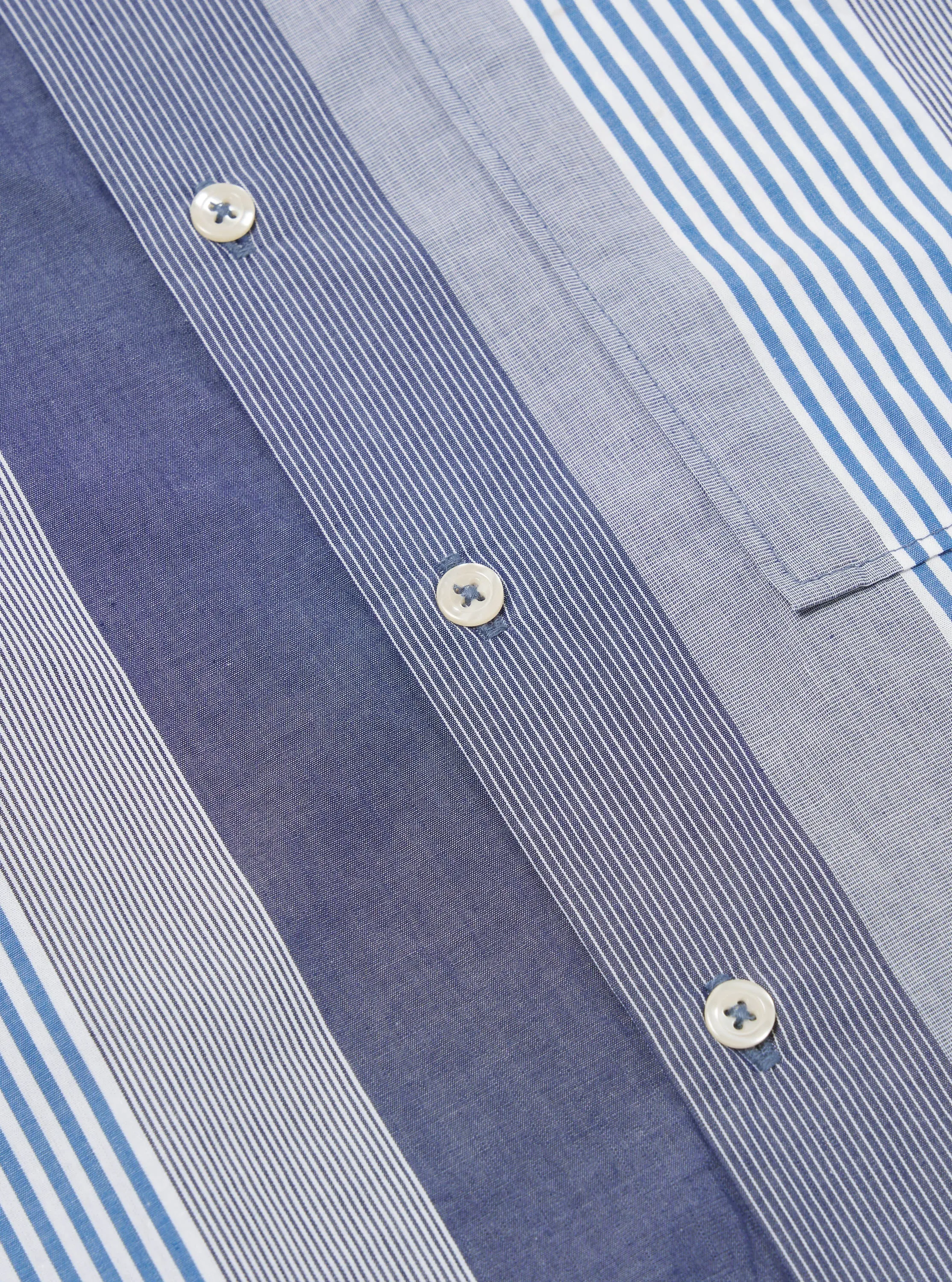 Universal Works Square Pocket Shirt in Blue Multi Stripe Cotton sold by Universal Works product image thumbnail 5